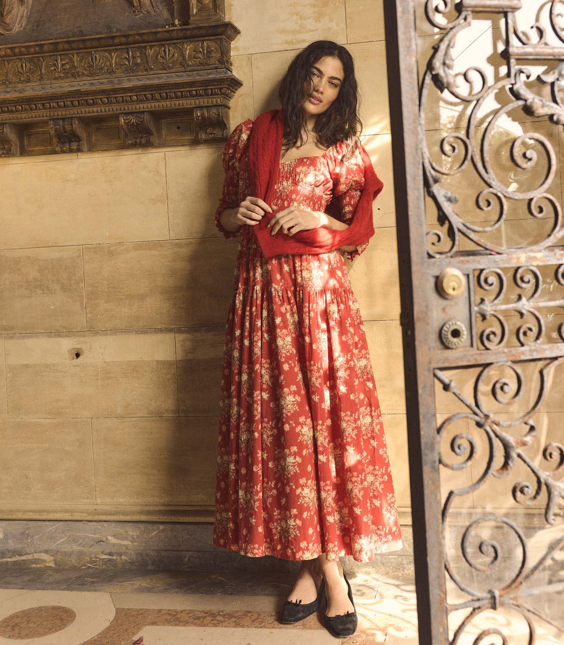 SERAPHINA DRESS -- ROSSO LANTANA FLORAL view 5