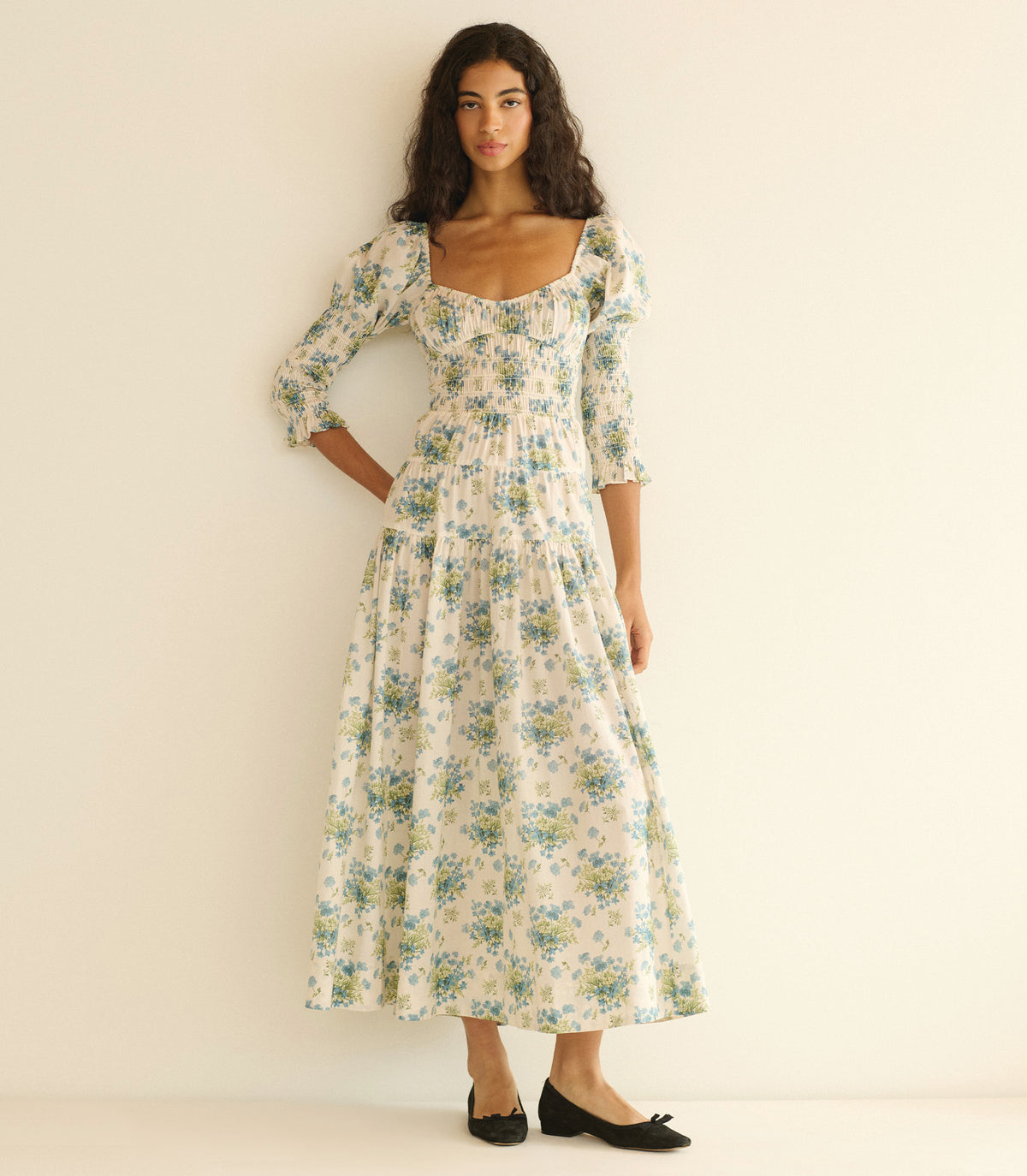 DÔEN SERAPHINA DRESS -- CRÈME LANTANA FLORAL