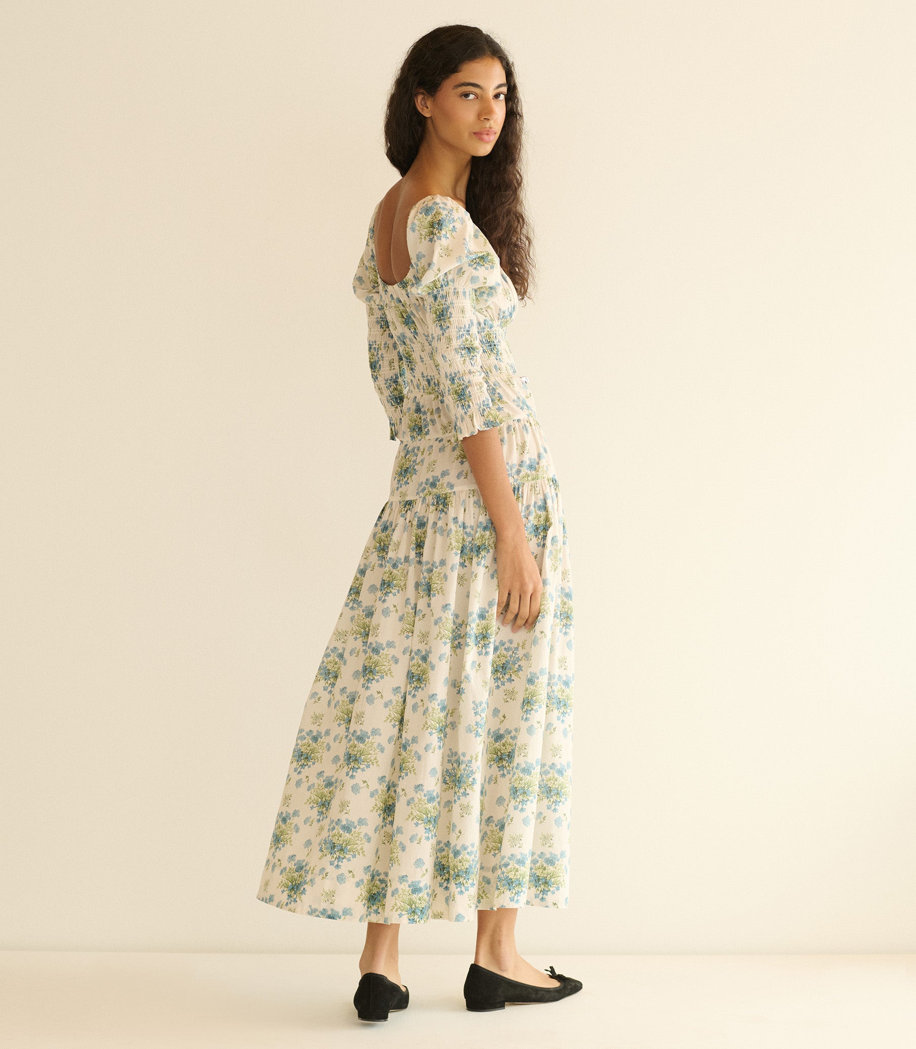 Seraphina Dress - Creme Lantana Floral | DEN Crme Lantana Floral / M Seraphina Dress - Creme Lantana Floral | DEN Crme Lantana Floral / M