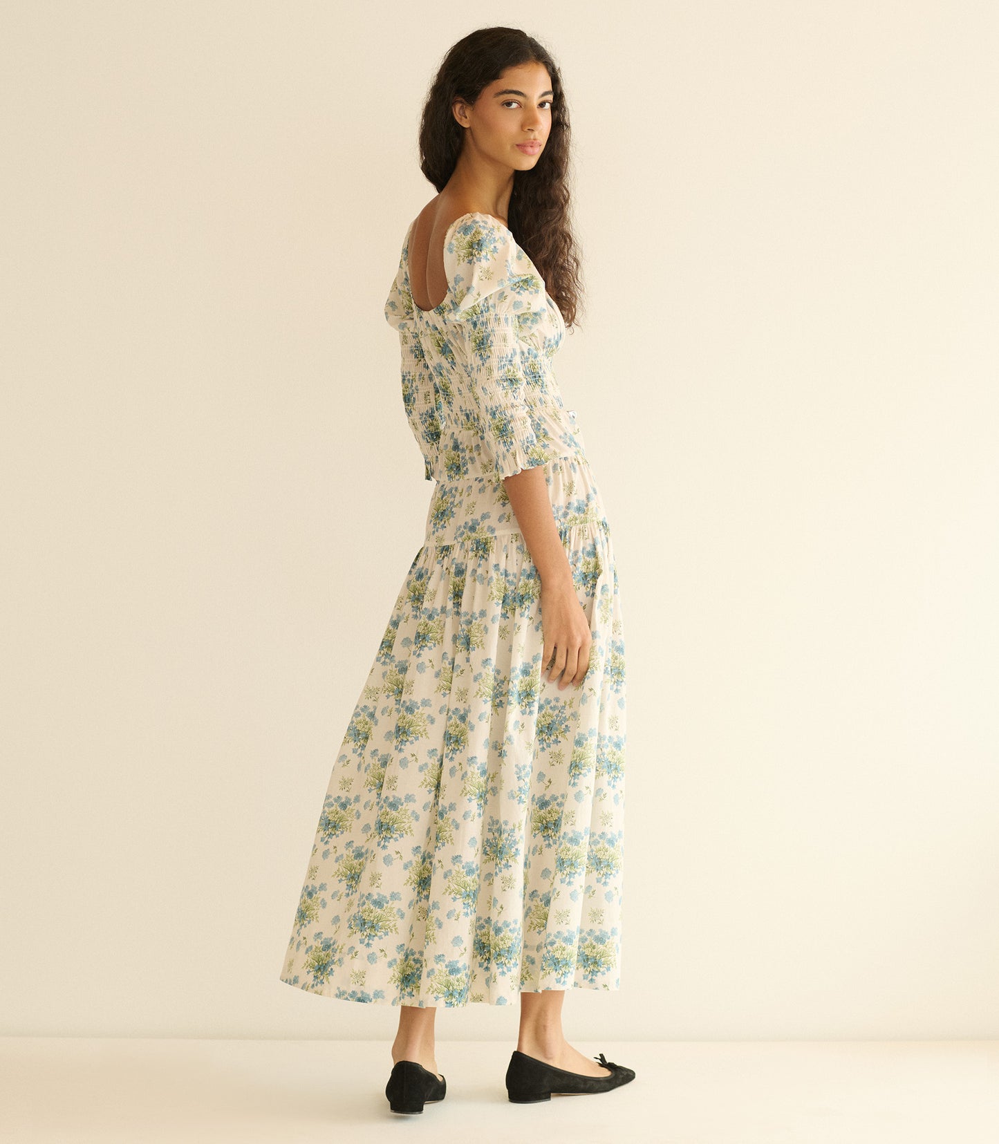 SERAPHINA DRESS -- CRÈME LANTANA FLORAL