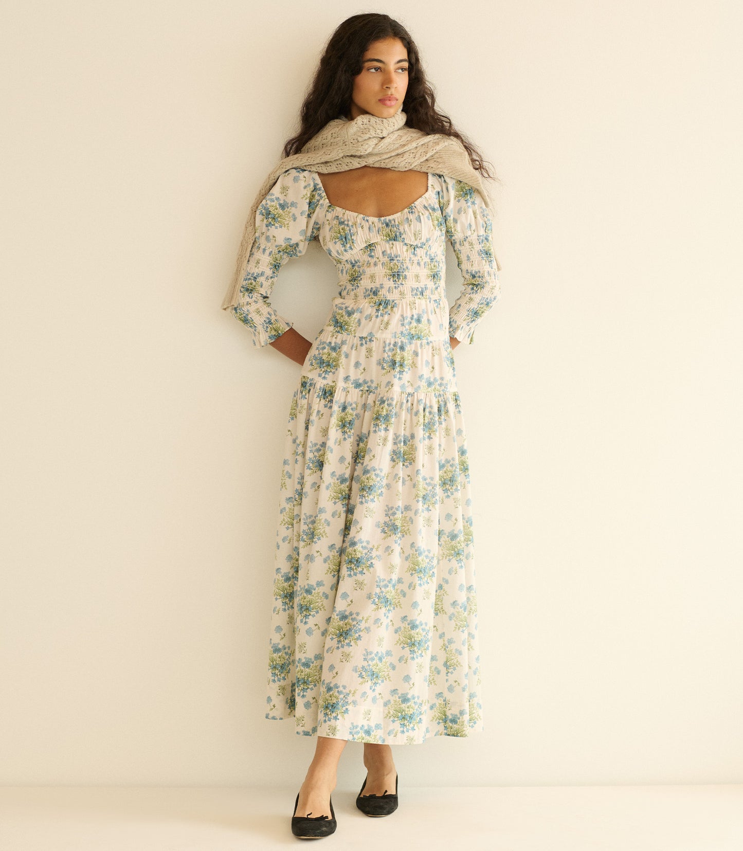 SERAPHINA DRESS -- CRÈME LANTANA FLORAL