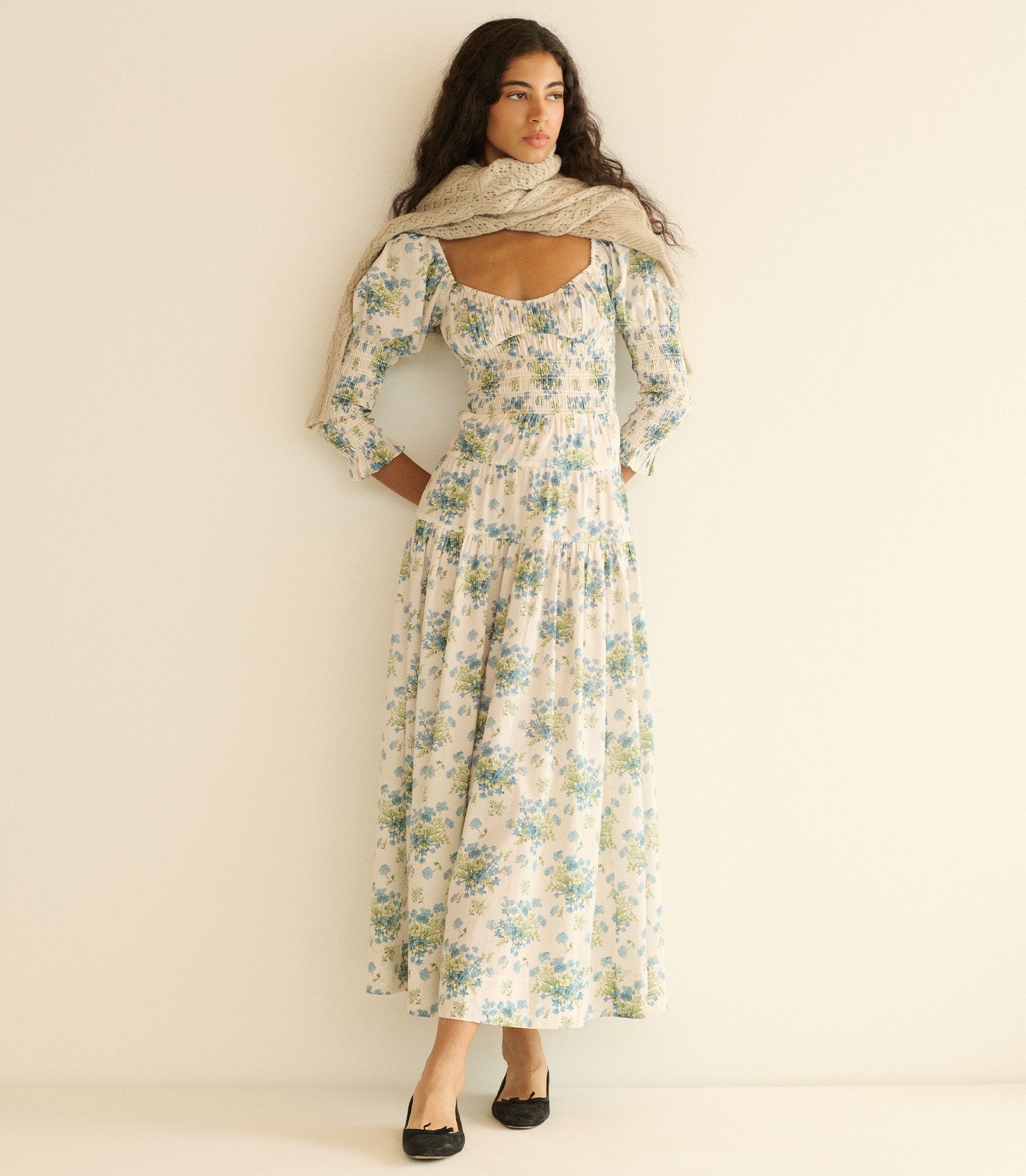 SERAPHINA DRESS -- CRÈME LANTANA FLORAL view 3