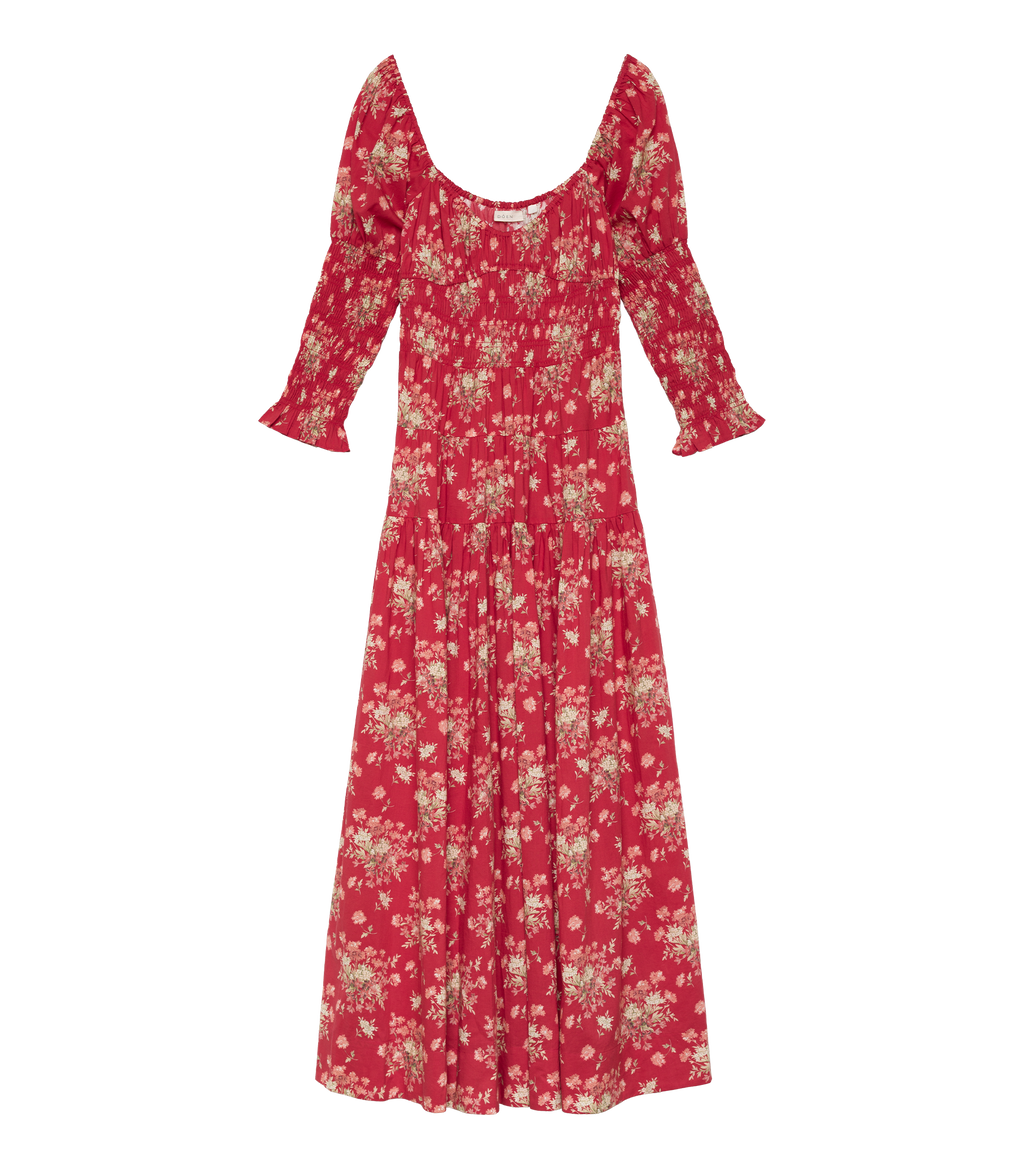 pink and red floral dress Seraphina Dress - Rosso Lantana Floral
