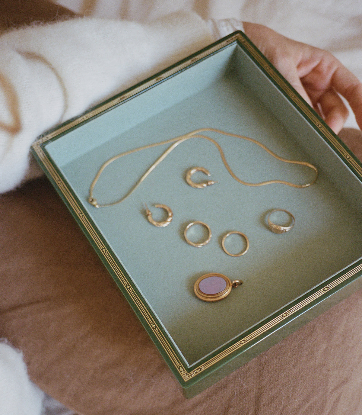 DÔEN &amp; TROVE SMALL JEWELRY TRAY -- OLIVE GREEN view 7
