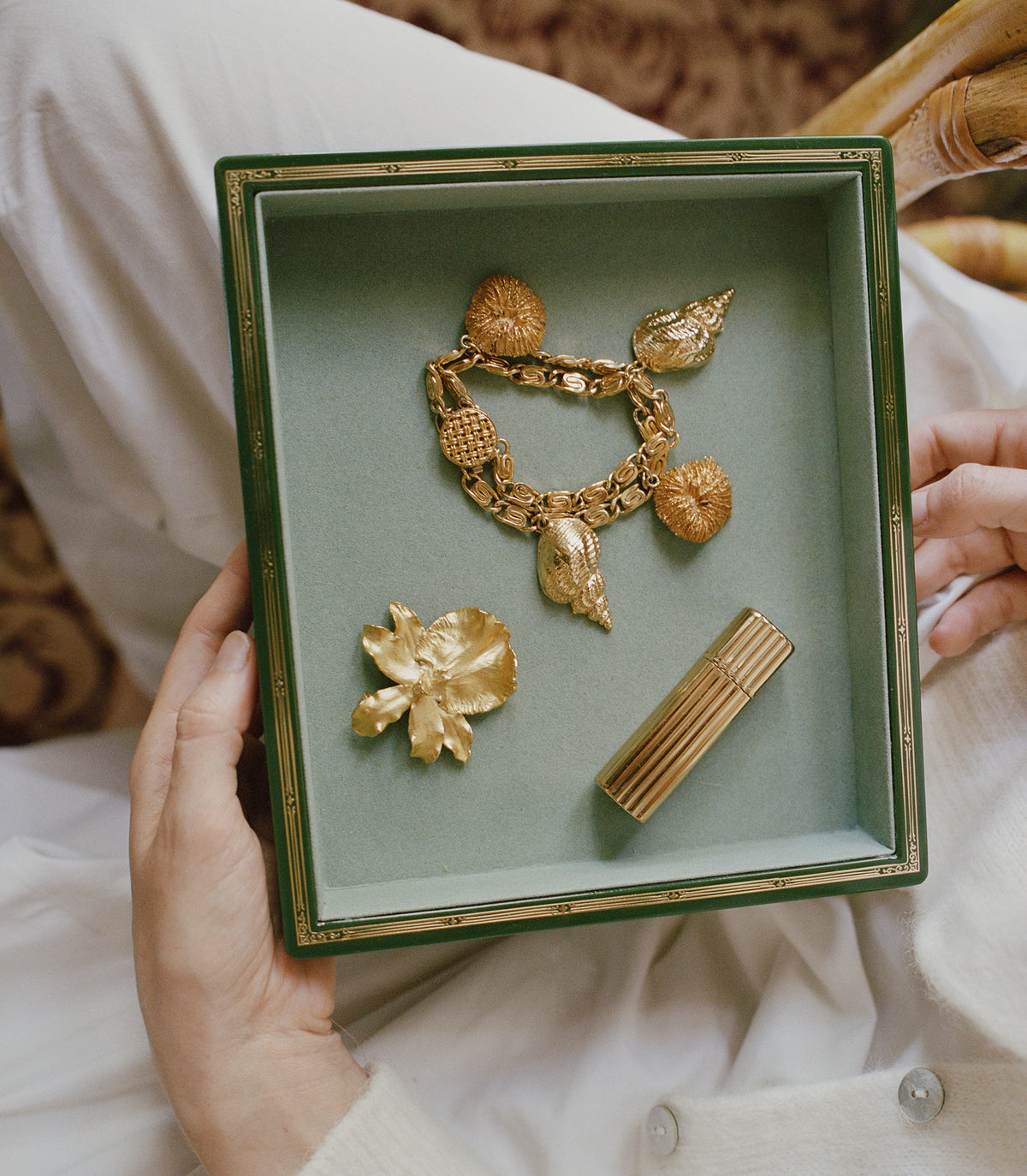 DÔEN &amp; TROVE SMALL JEWELRY TRAY -- OLIVE GREEN view 2
