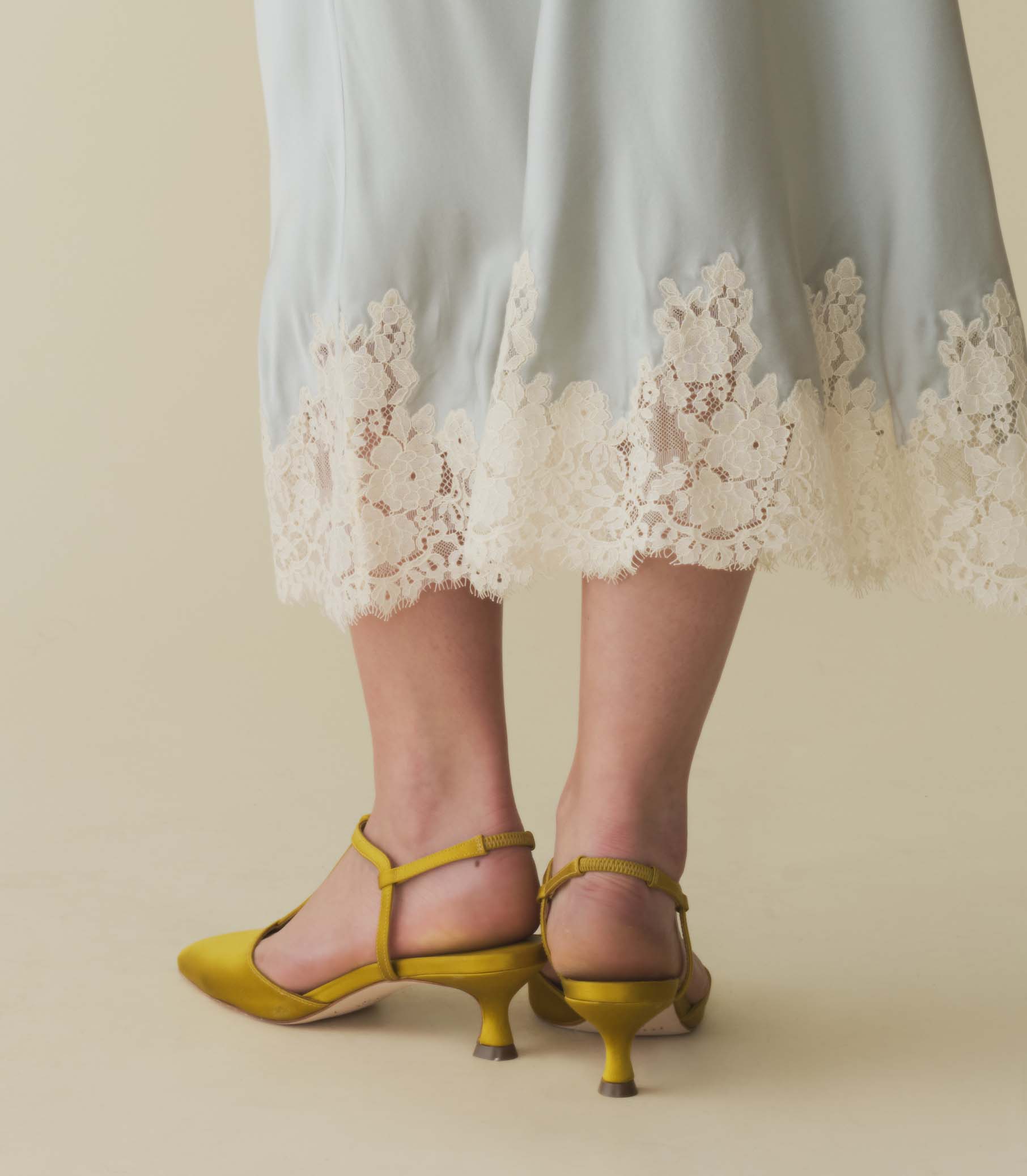 TABITHA T STRAP HEEL -- GOLDEN PALM SATIN view 3