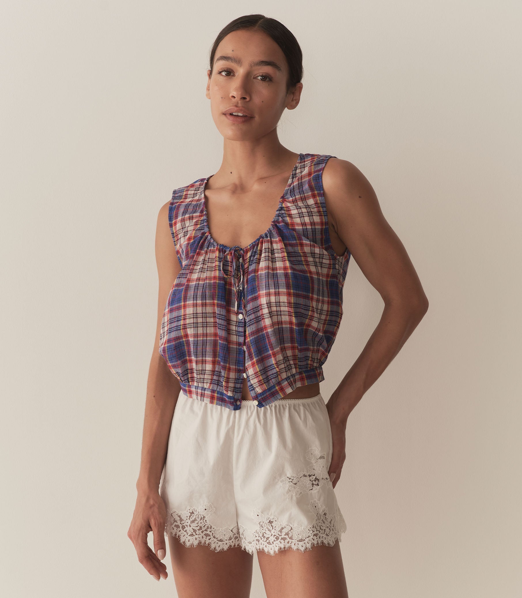 HMD -- THEO TOP -- COTE D'AZUR PLAID view 1
