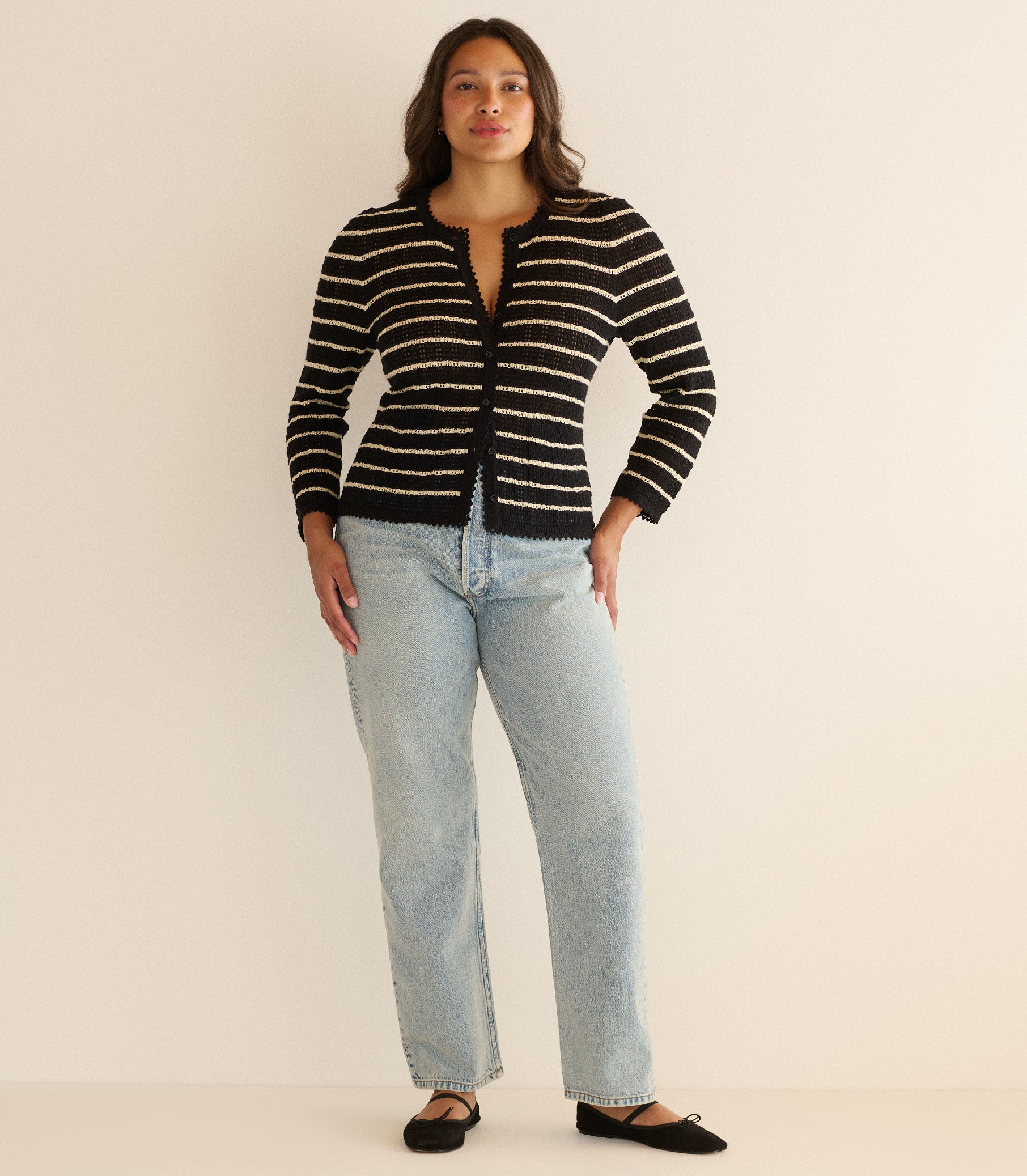 THERESE CARDIGAN -- NOIR ALLAIRE STRIPE view 5