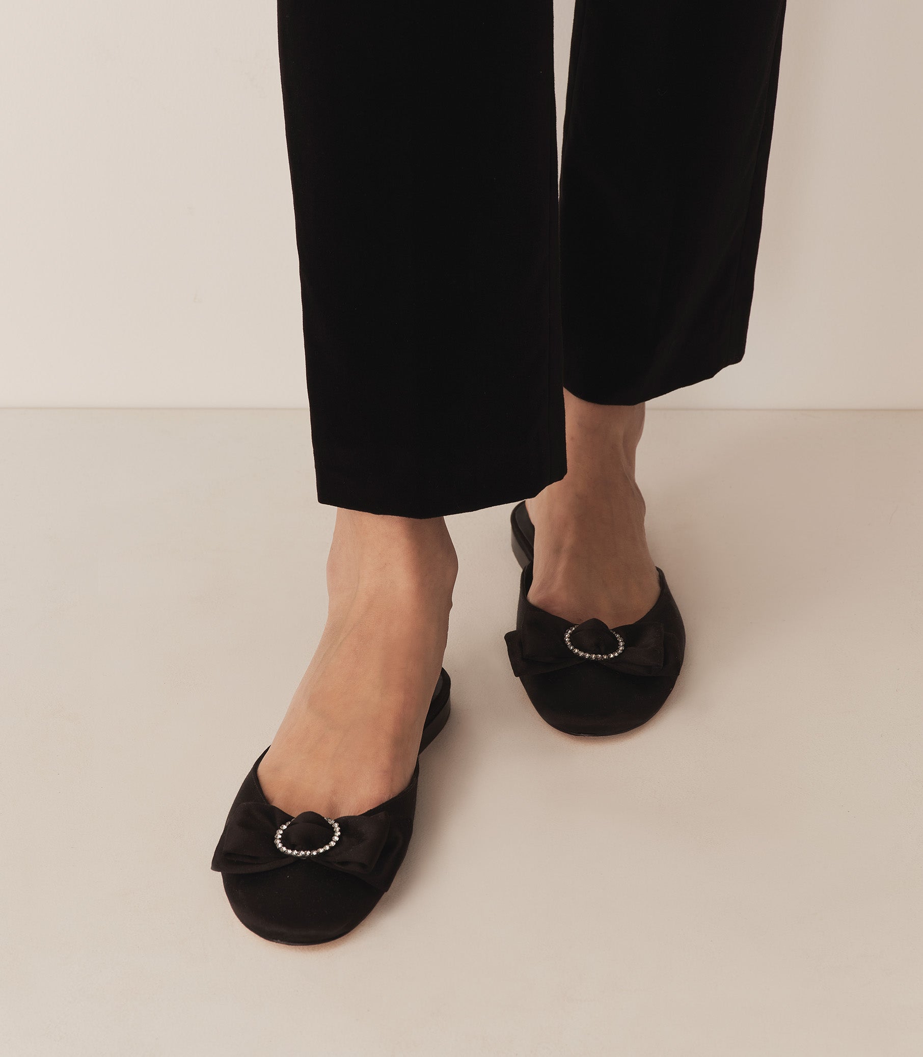 TILLY MULE -- BLACK SATIN view 1