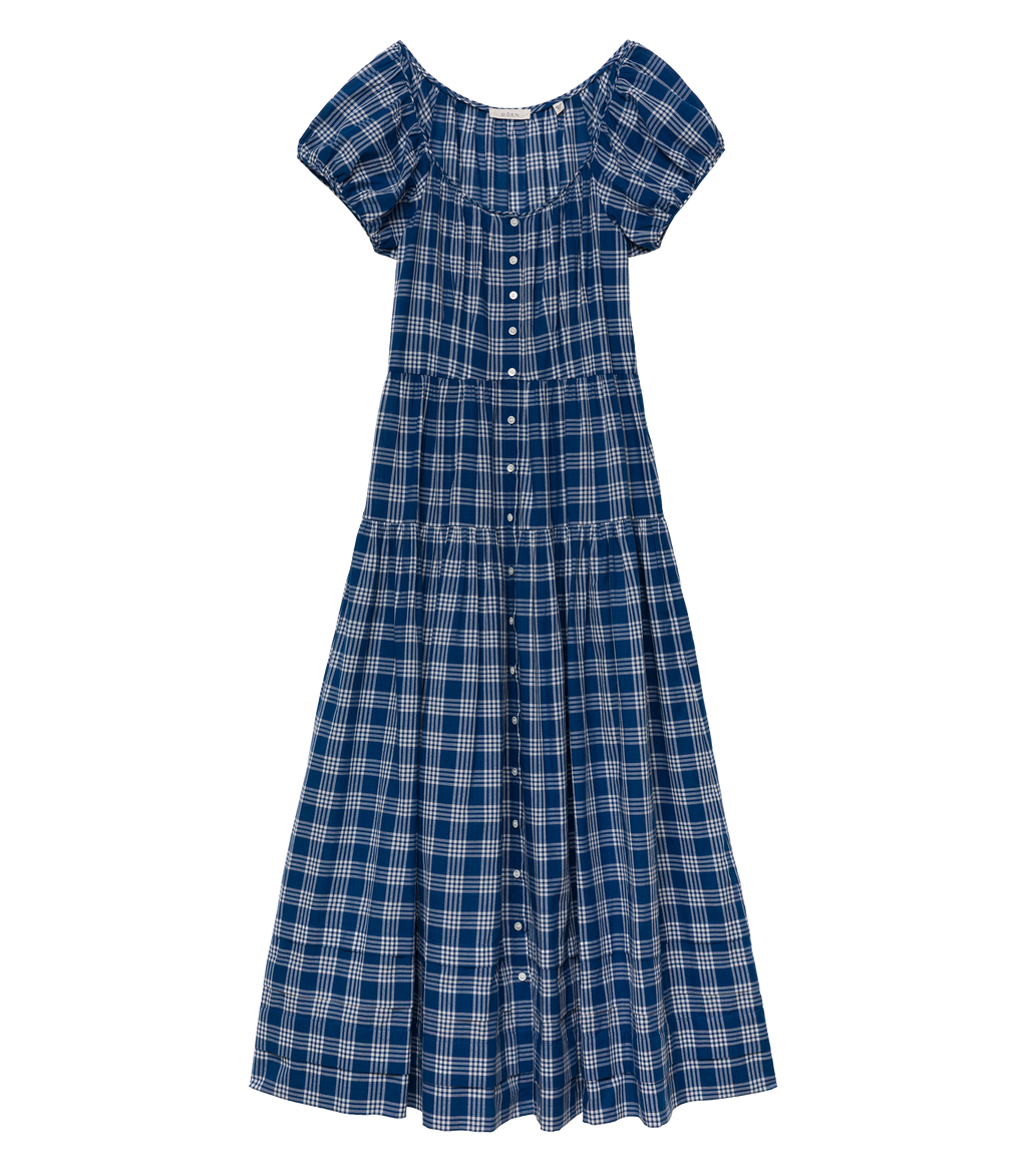 plaid blue and white dress Valenne Dress - Dorset Plaid