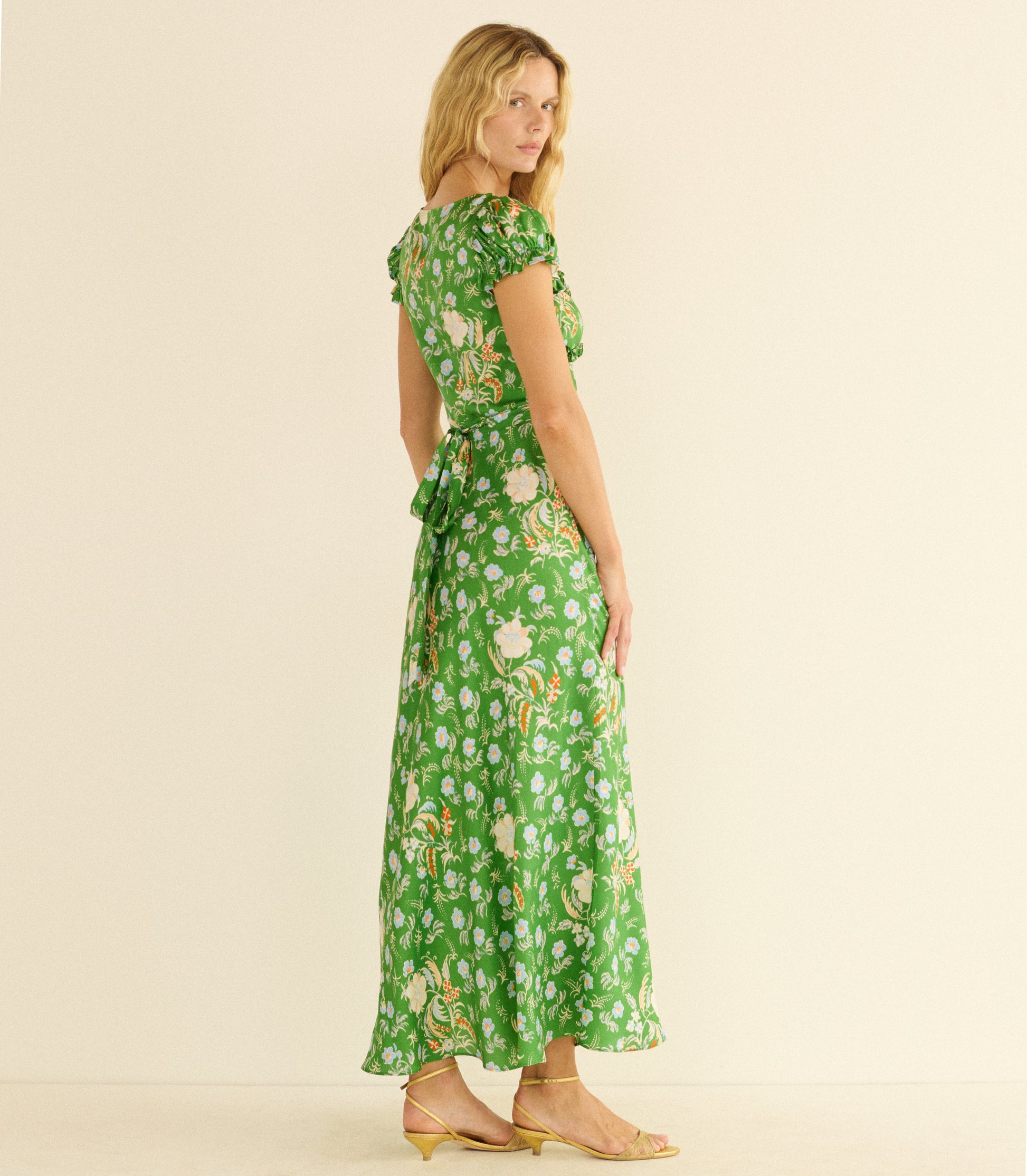 VALERINE DRESS -- EMERALD HOLLYHOCK HILLS view 6
