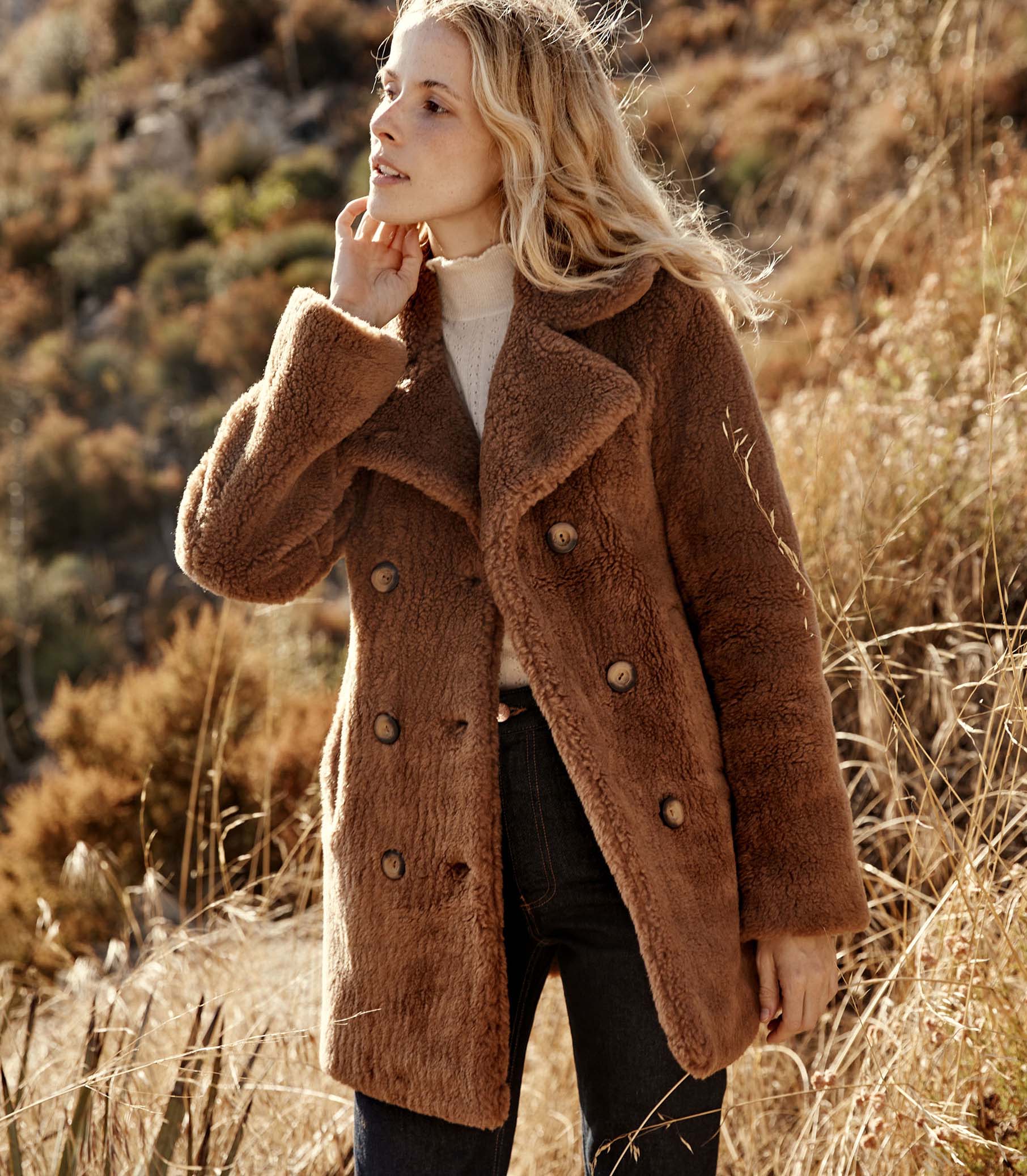 DEVEAUX New York(デヴォー) boa coat（brown）-