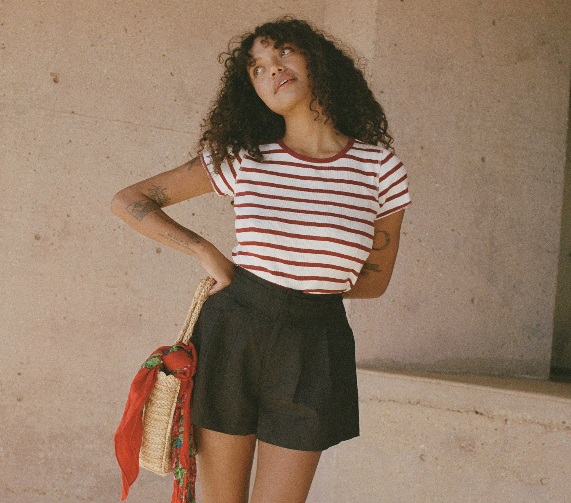 HMD -- VIVI TEE -- AUBURN SAN SIMEON STRIPE view 1
