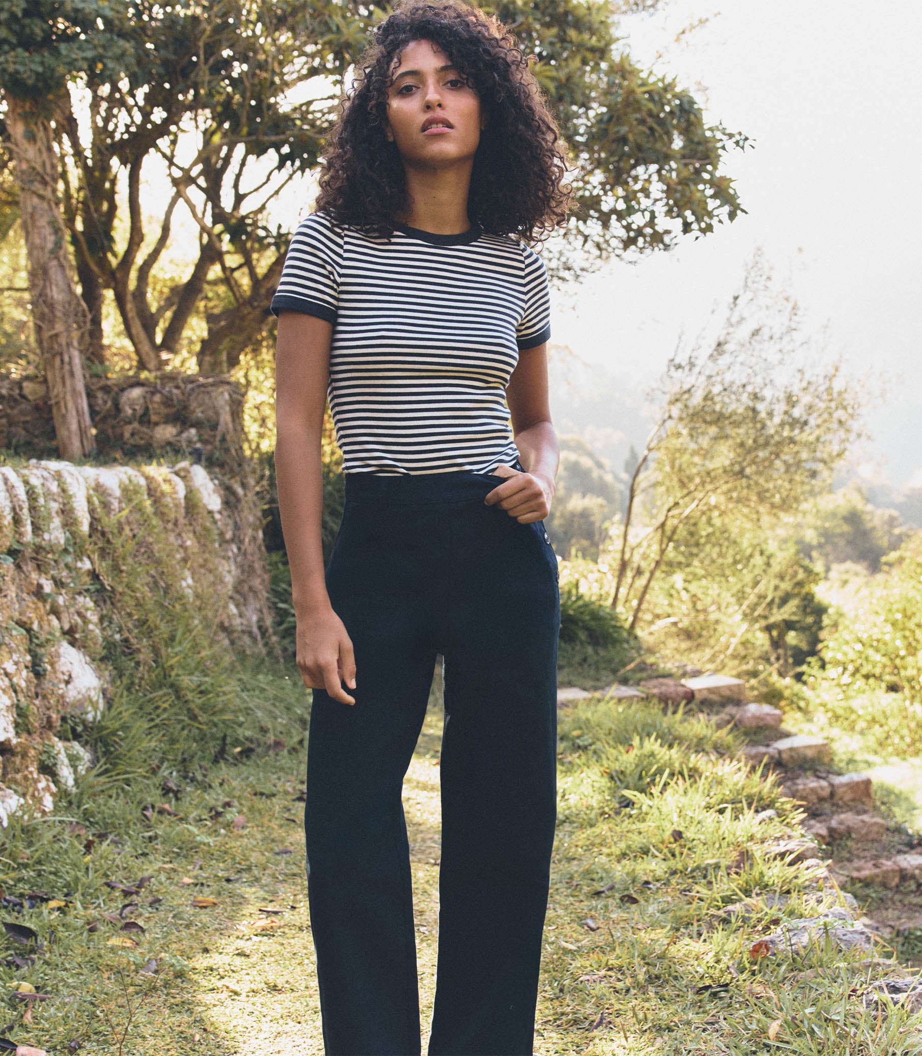 VIVI TEE -- NAVY NANTUCKET STRIPE view 3