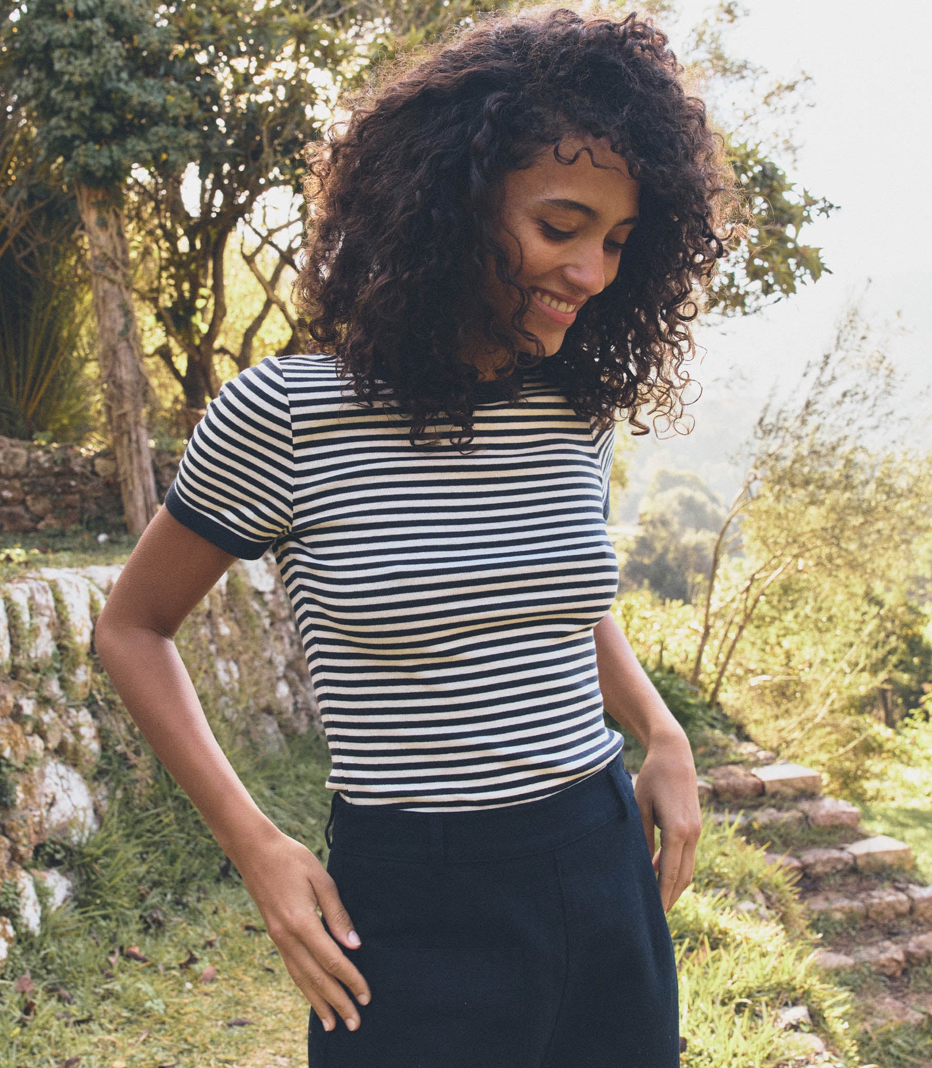 VIVI TEE -- NAVY NANTUCKET STRIPE view 2