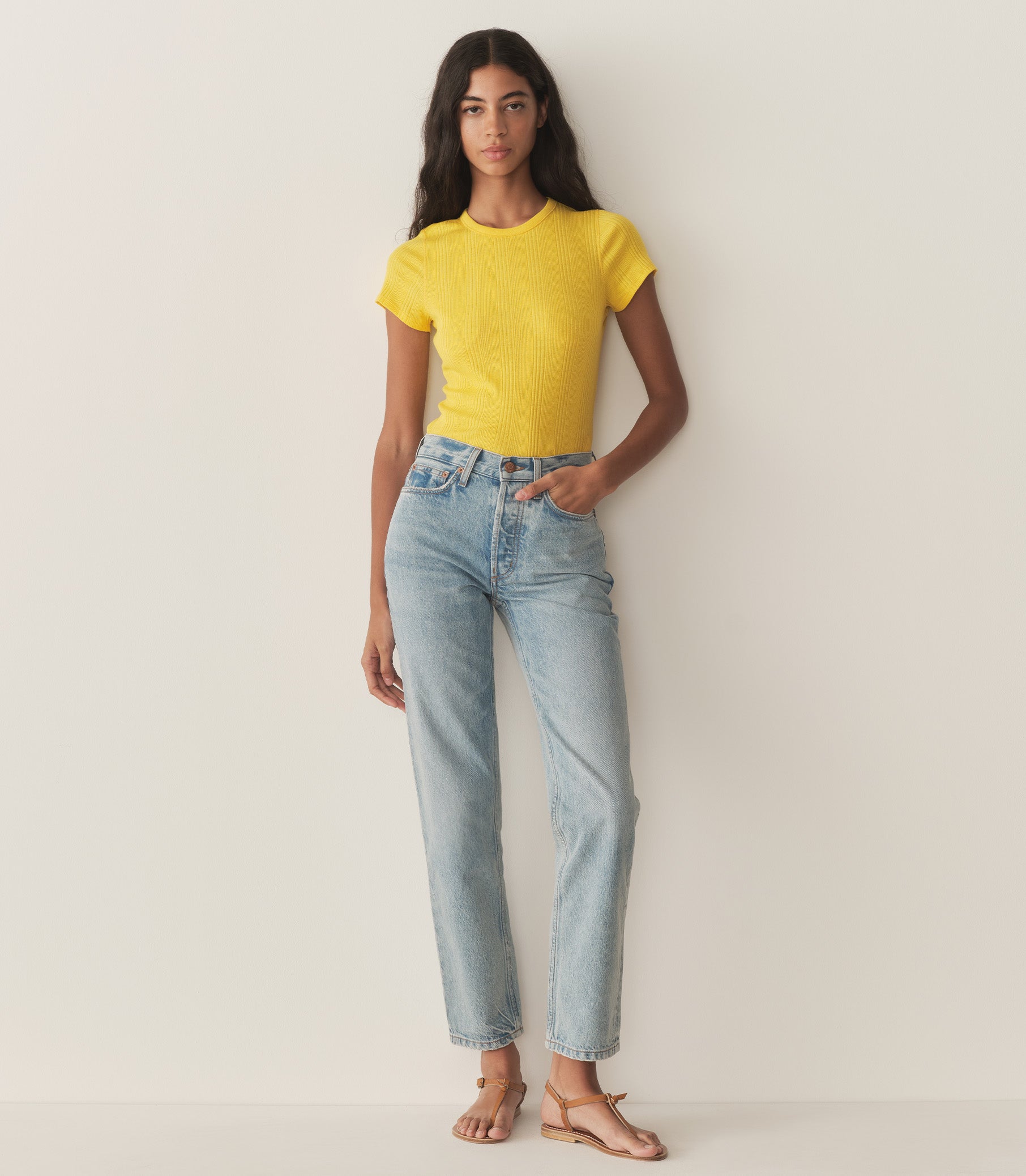 VIVI CASHMERE TEE -- CITRUS view 2