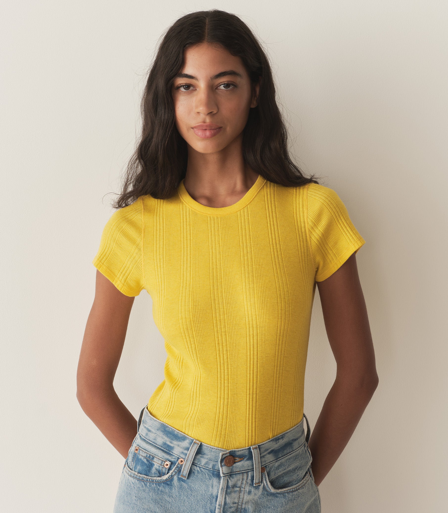 VIVI CASHMERE TEE -- CITRUS view 1