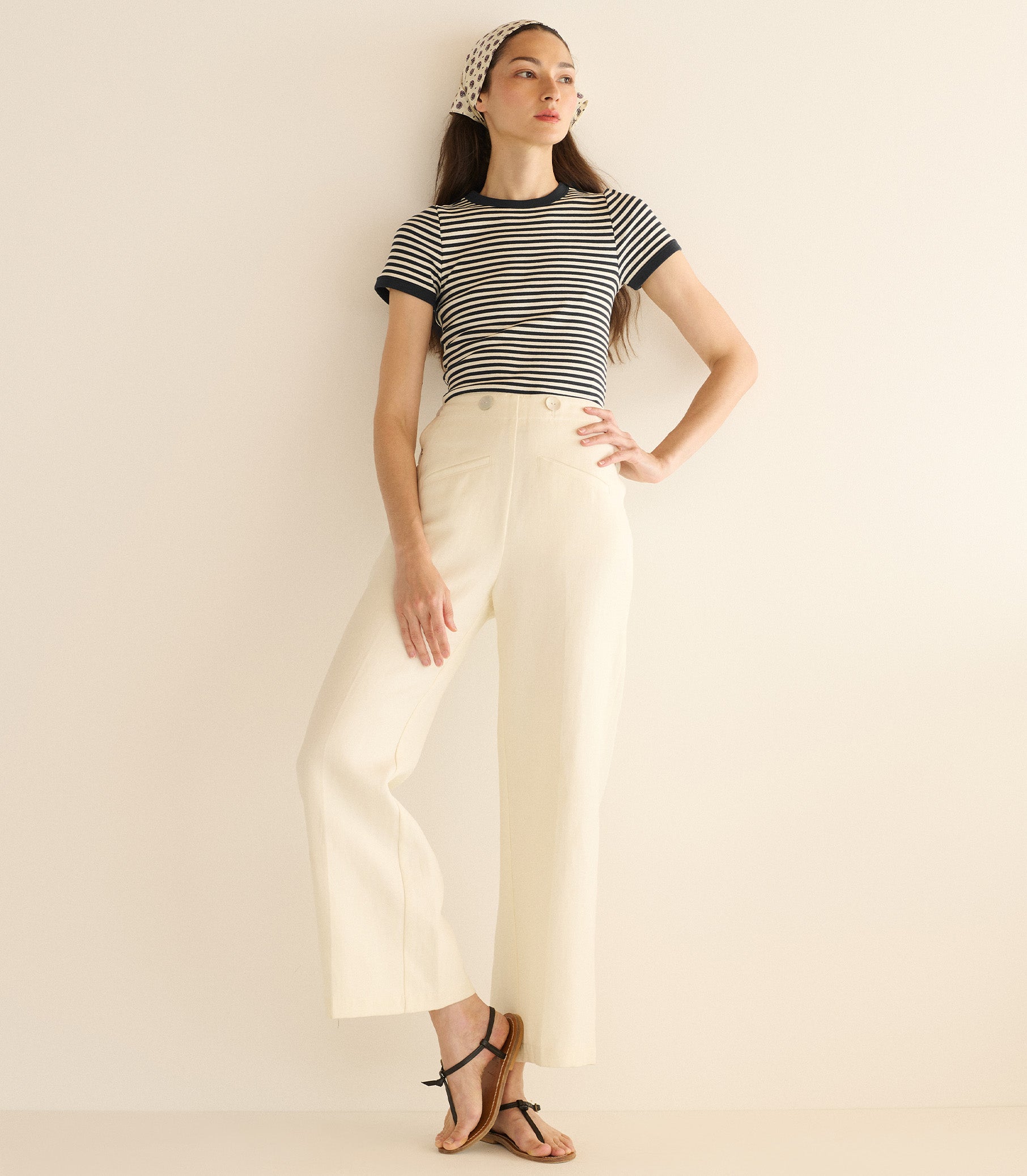 VIVI TEE -- BLACK NANTUCKET STRIPE view 3