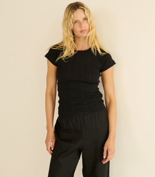 VIVI TEE -- BLACK QUELLE JOLIE POINTELLE