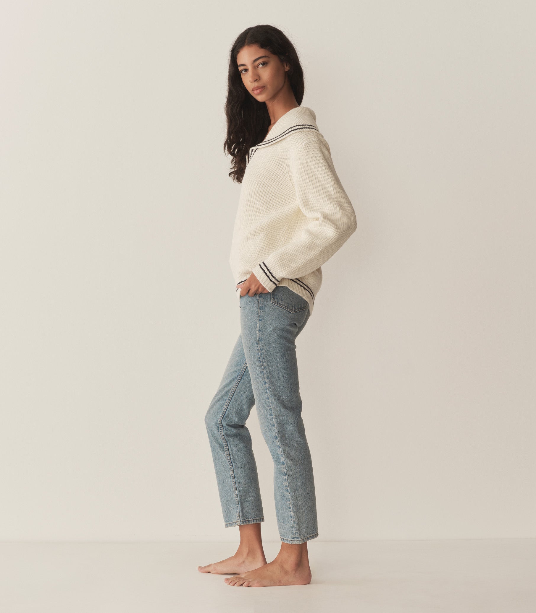 VOYAGE SWEATER -- IVORY view 3