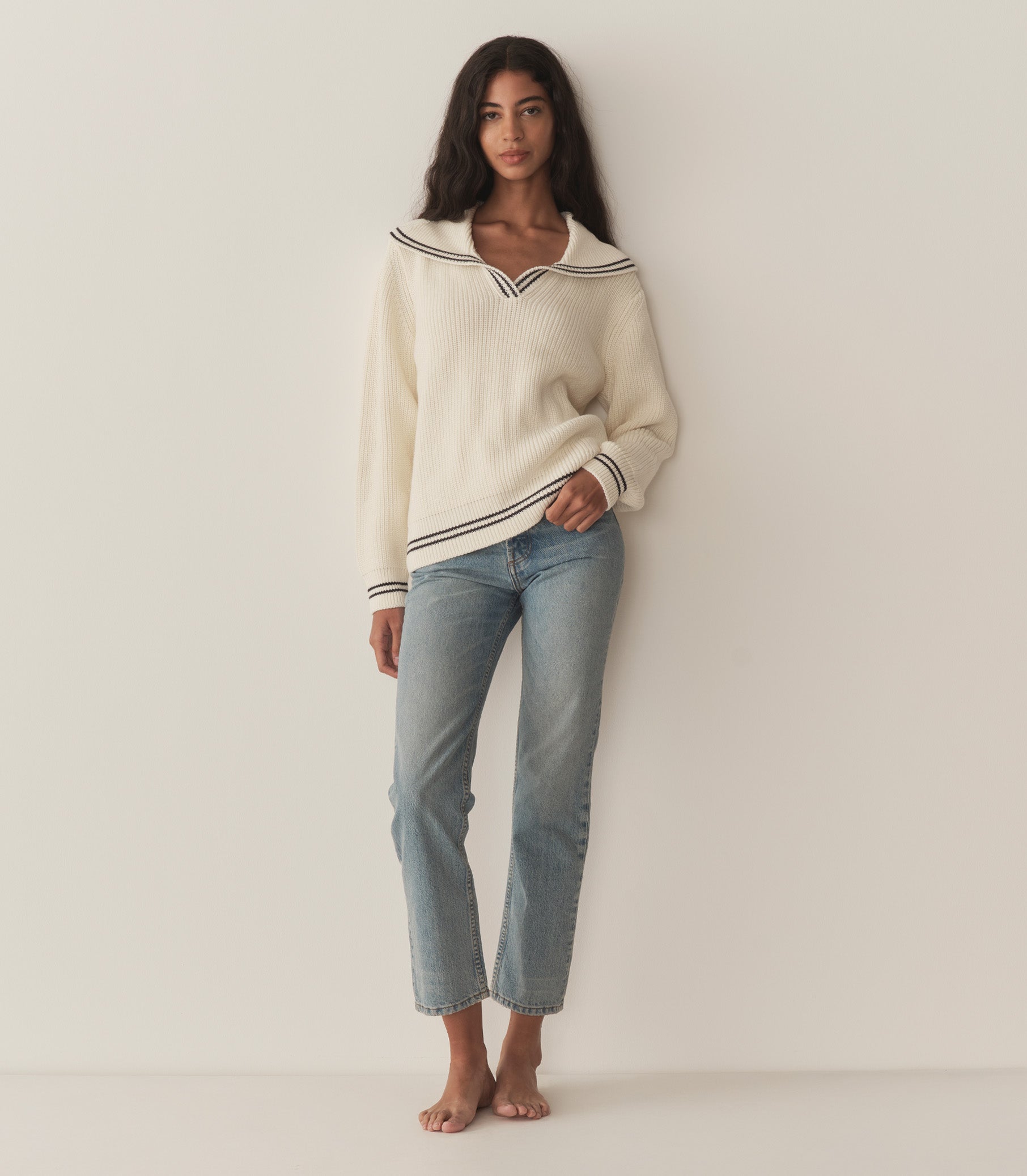 VOYAGE SWEATER -- IVORY view 1