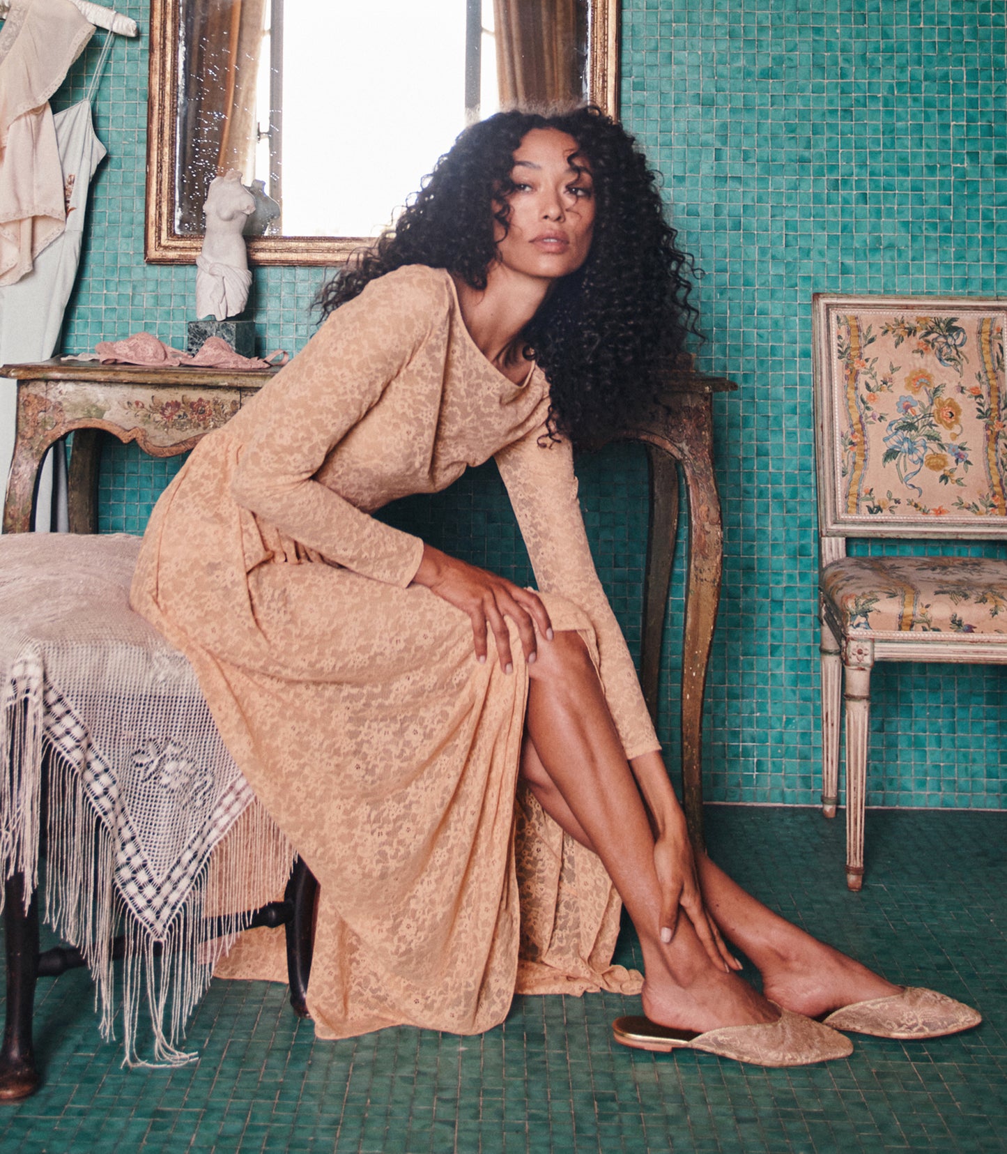 WILHELMINE DRESS -- TOASTED ALMOND