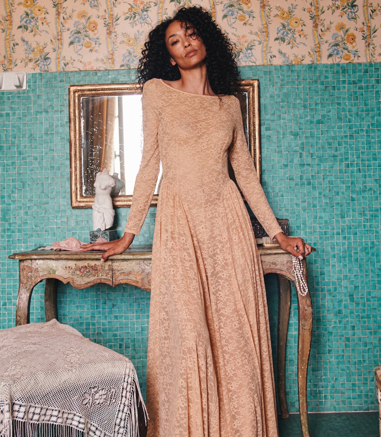 WILHELMINE DRESS -- TOASTED ALMOND