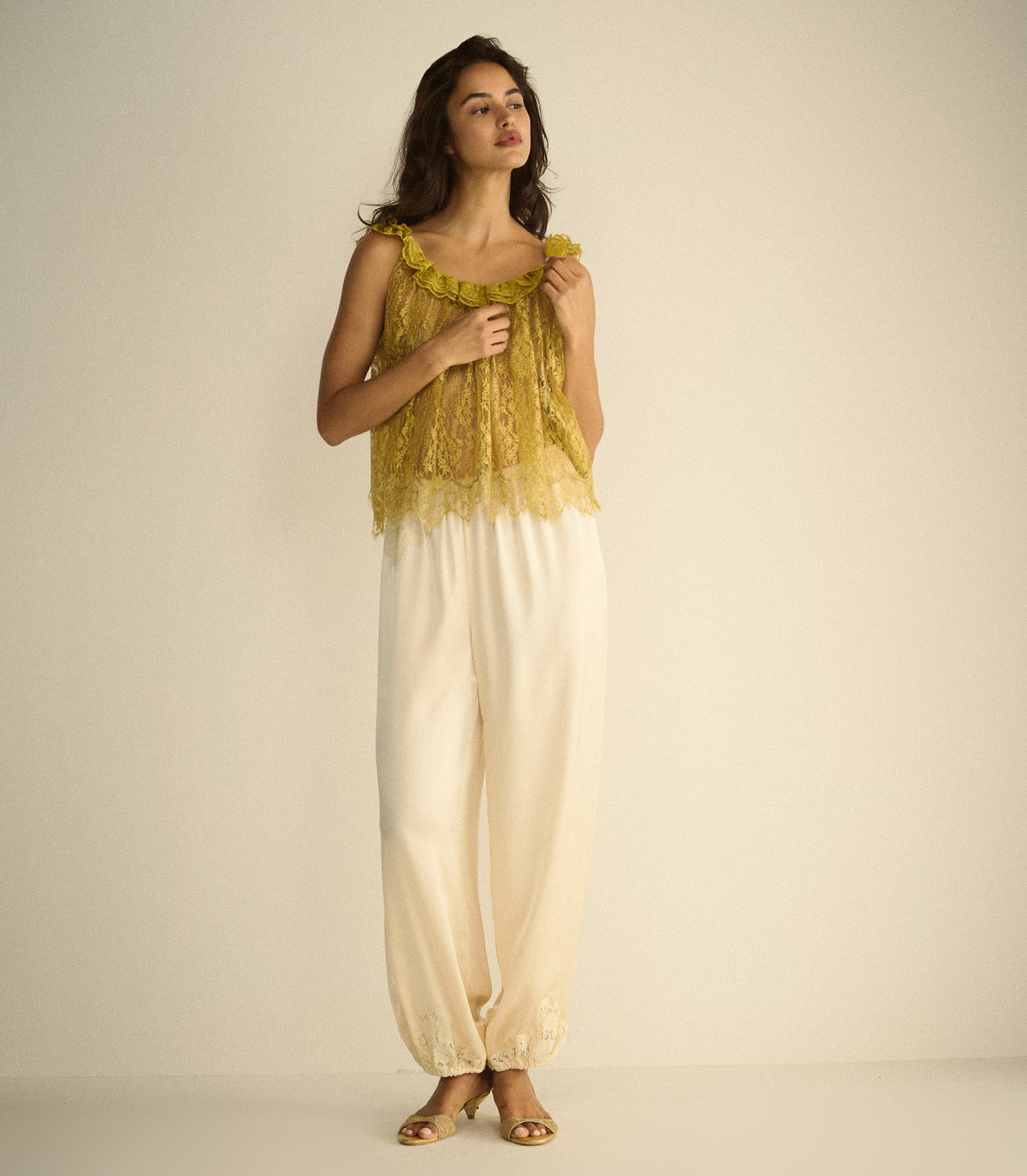 YARIA SILK SATIN PANT -- CANDLELIGHT view 4
