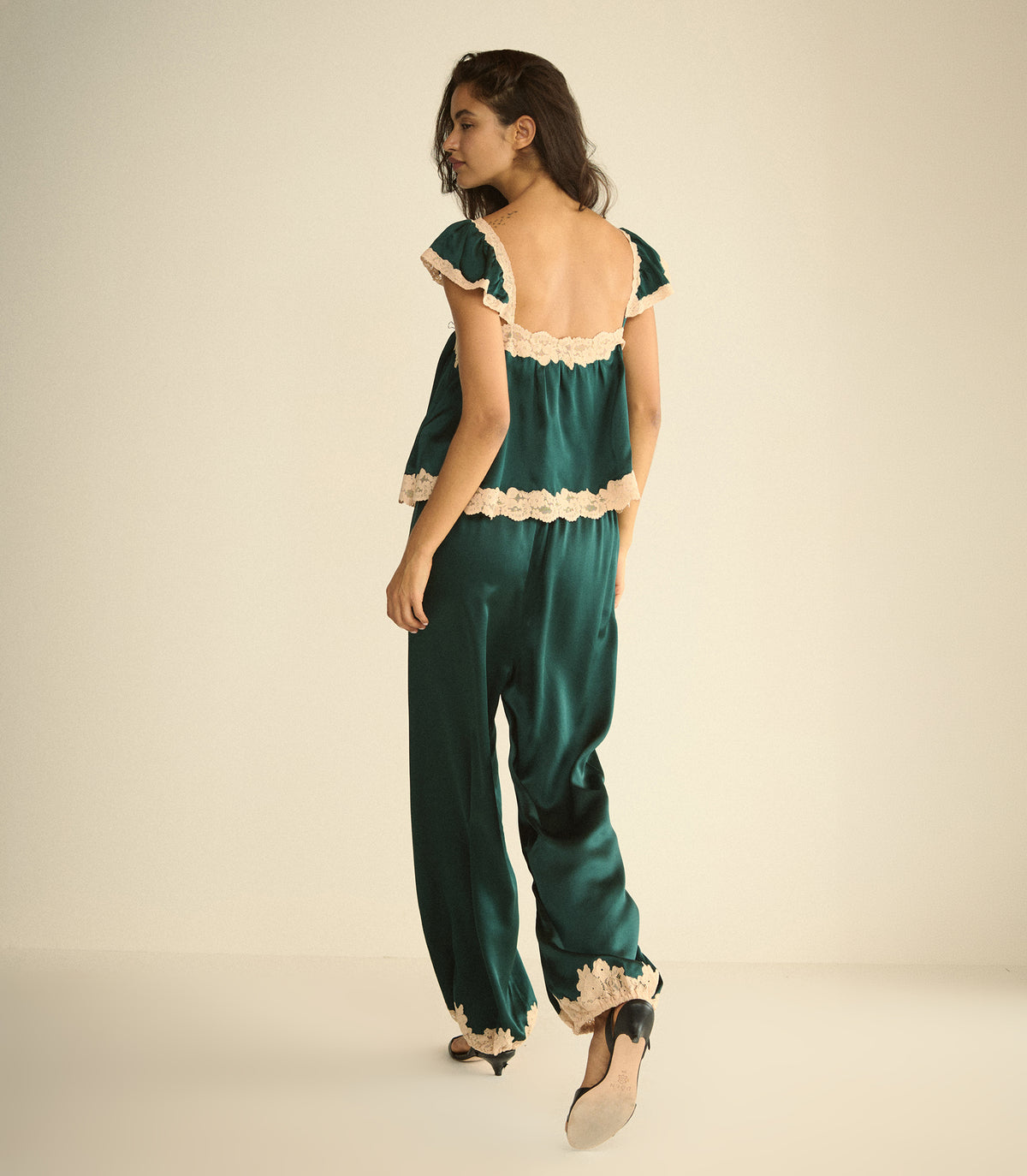 YARIA SILK SATIN PANT -- SCARAB