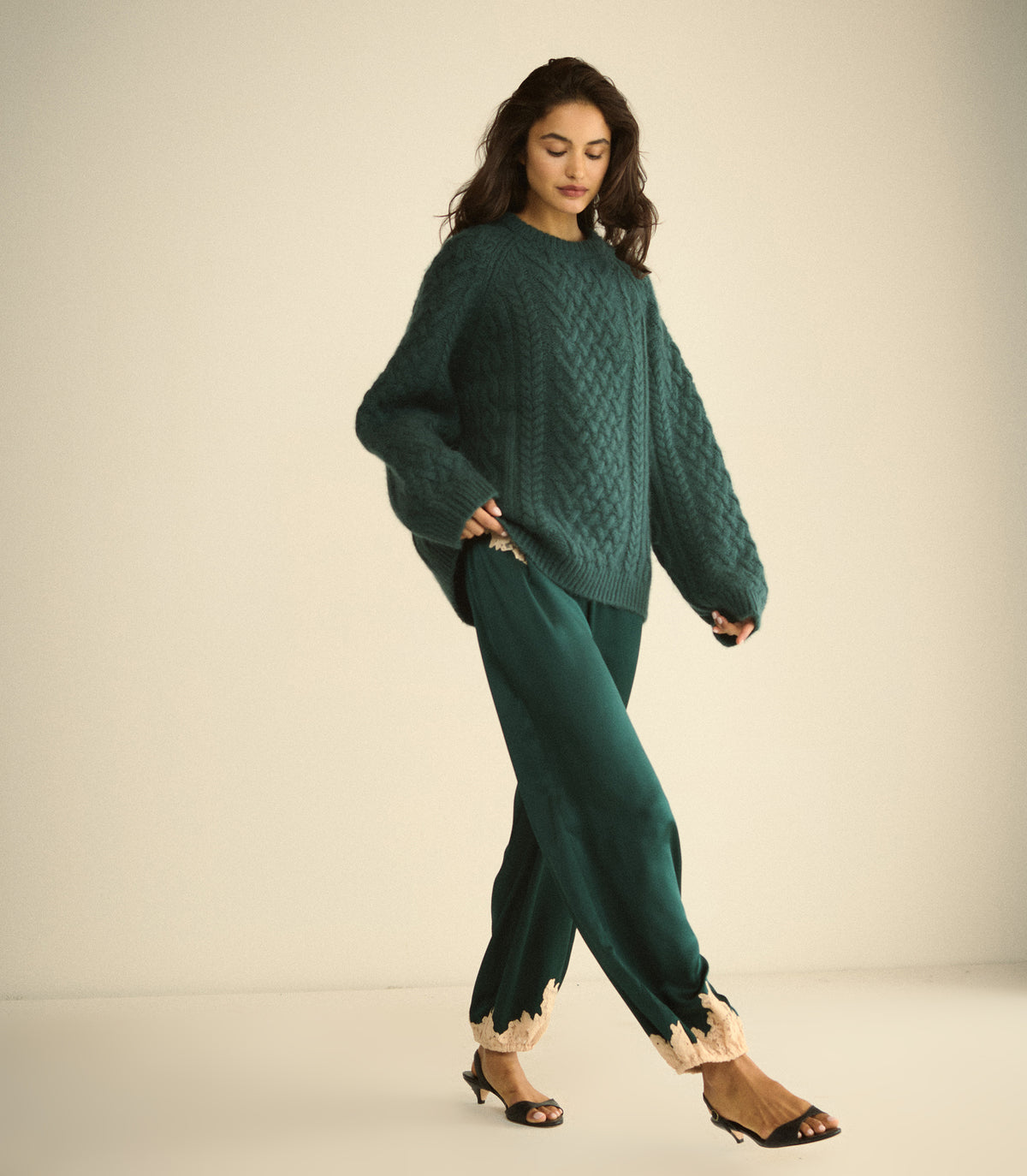 YARIA SILK SATIN PANT -- SCARAB