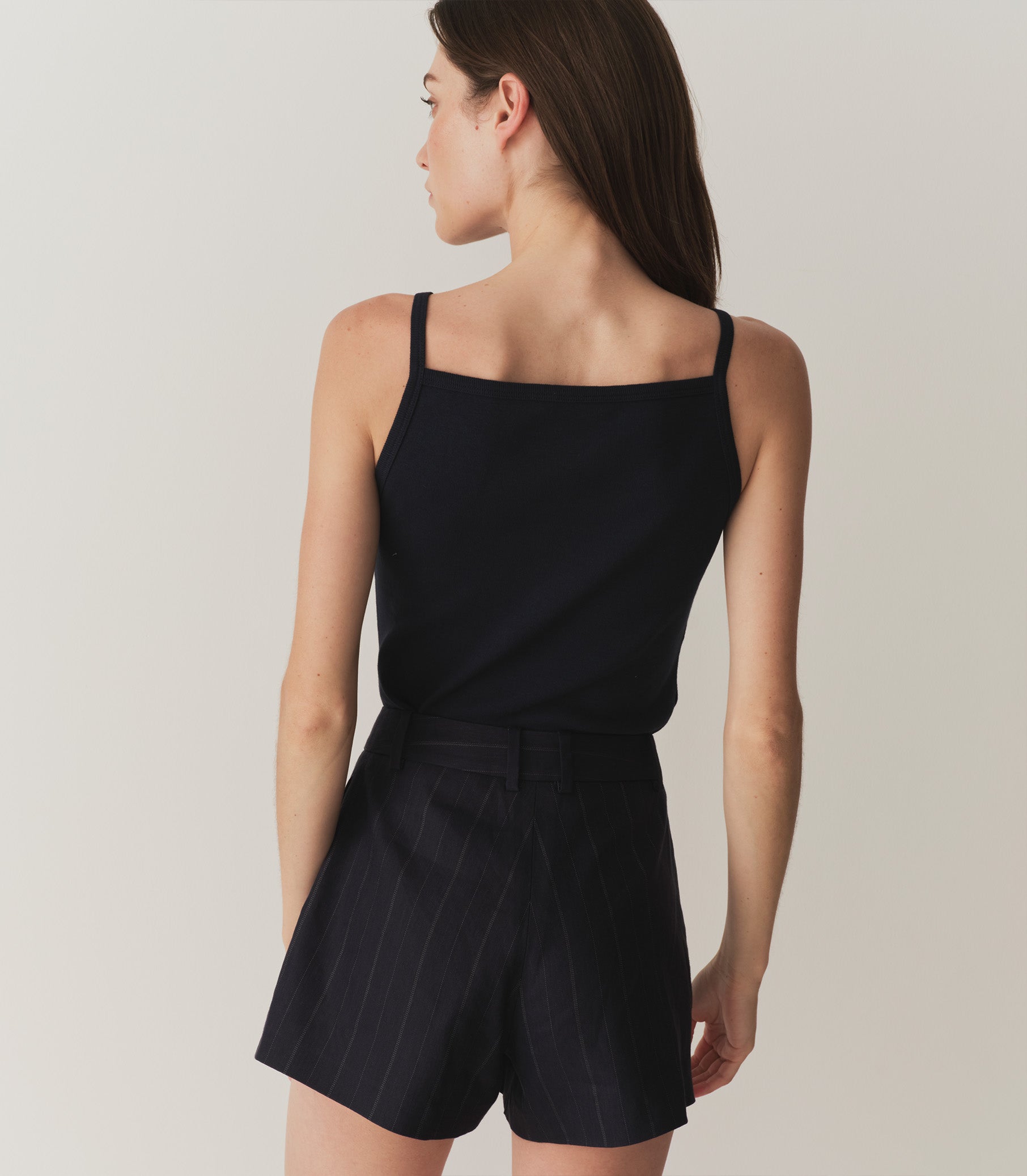 YVAINE SHORT -- NAVY PINSTRIPE view 6