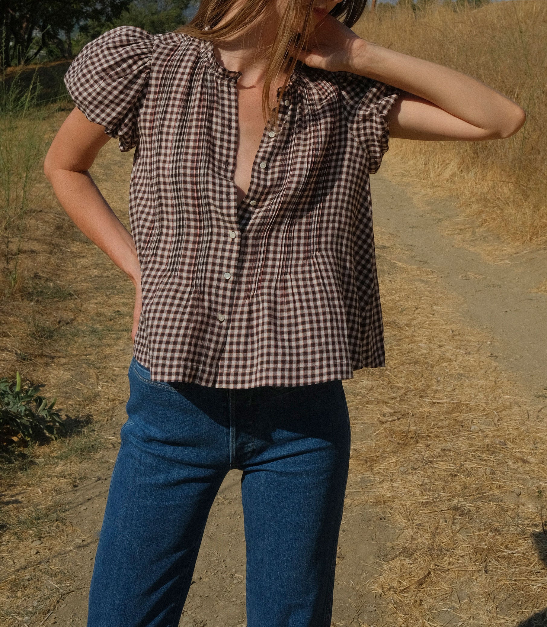 MILLIE TOP -- DELPHINE PLAID view 4
