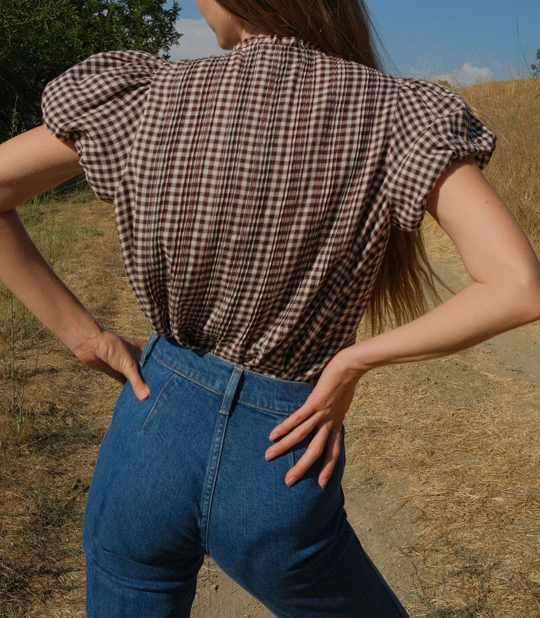 MILLIE TOP -- DELPHINE PLAID view 6
