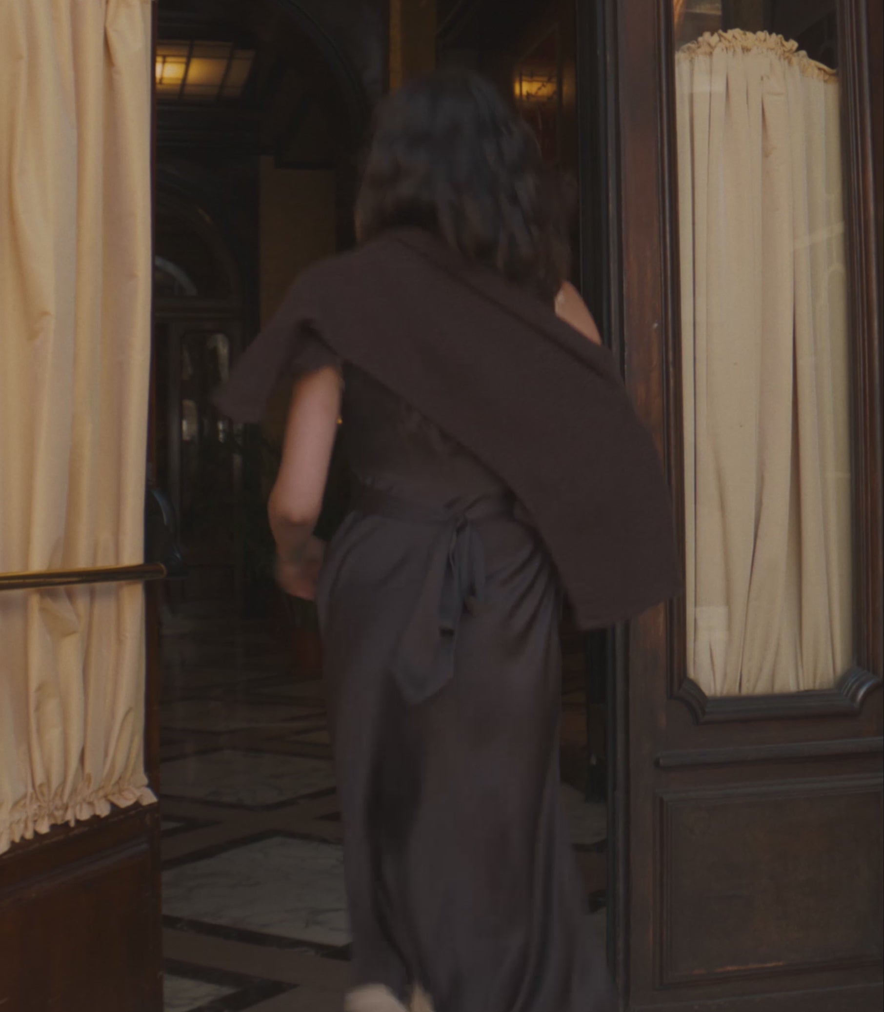 JULITTA DRESS -- EQUESTRIAN BROWN WITH CREAM LACE view 6
