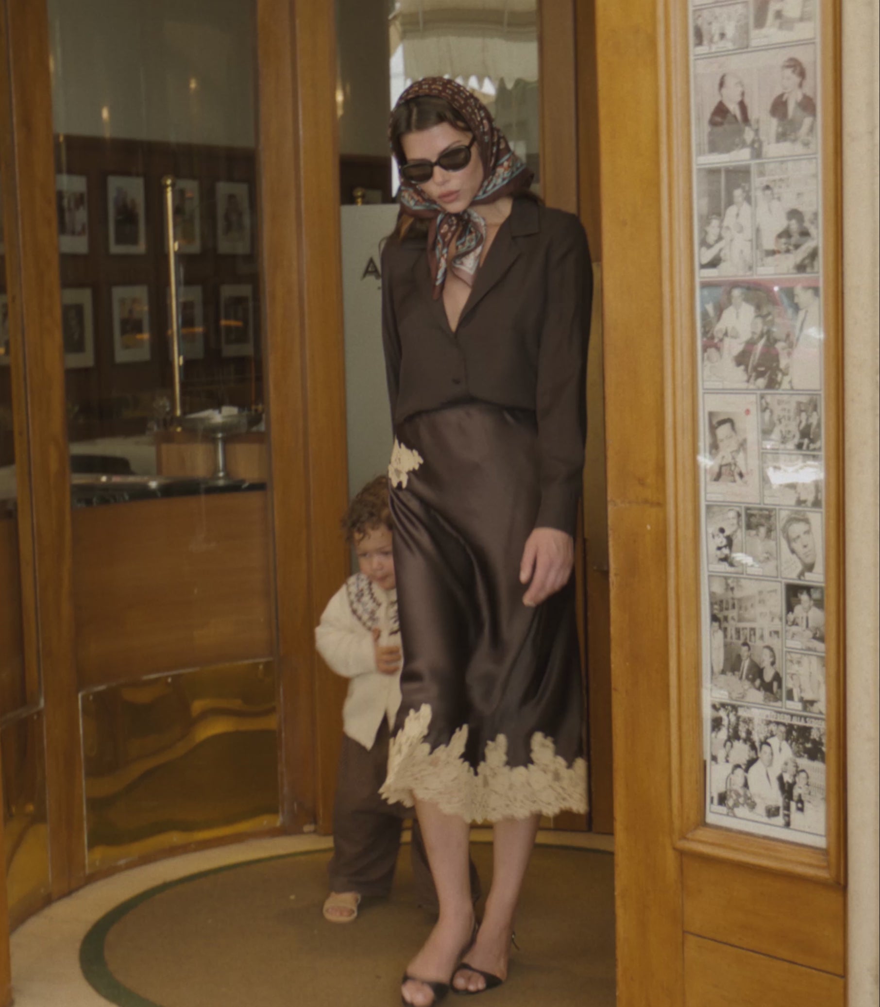 ELOWEN SKIRT -- EQUESTRIAN BROWN WITH CREAM LACE view 10
