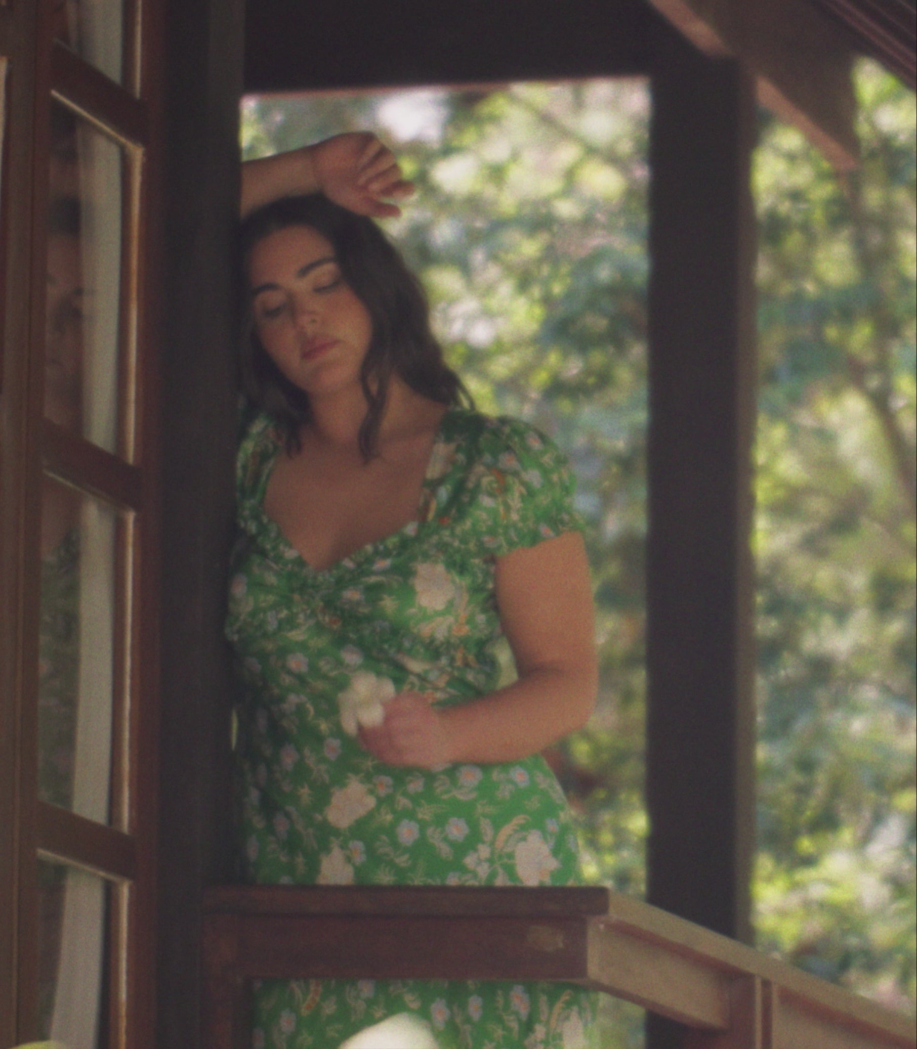 VALERINE DRESS -- EMERALD HOLLYHOCK HILLS view 3
