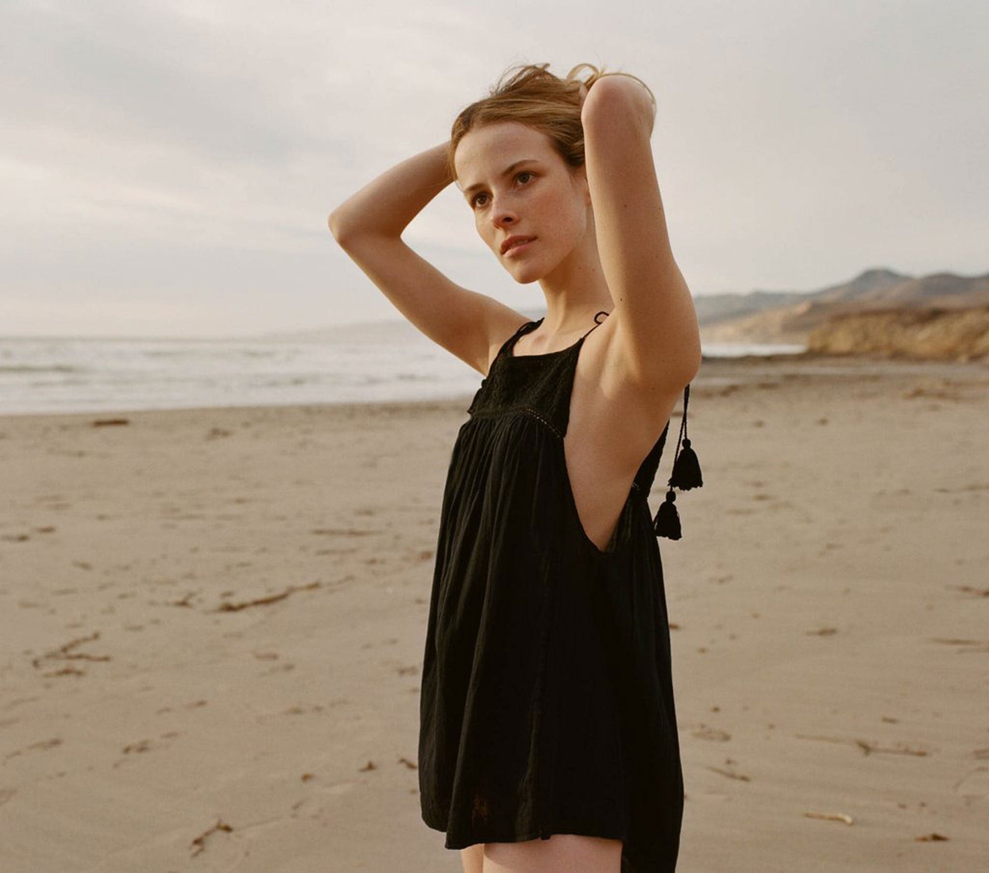 HMD -- YUCCA EMBROIDERED GAUZE TIE TOP -- Black view 1
