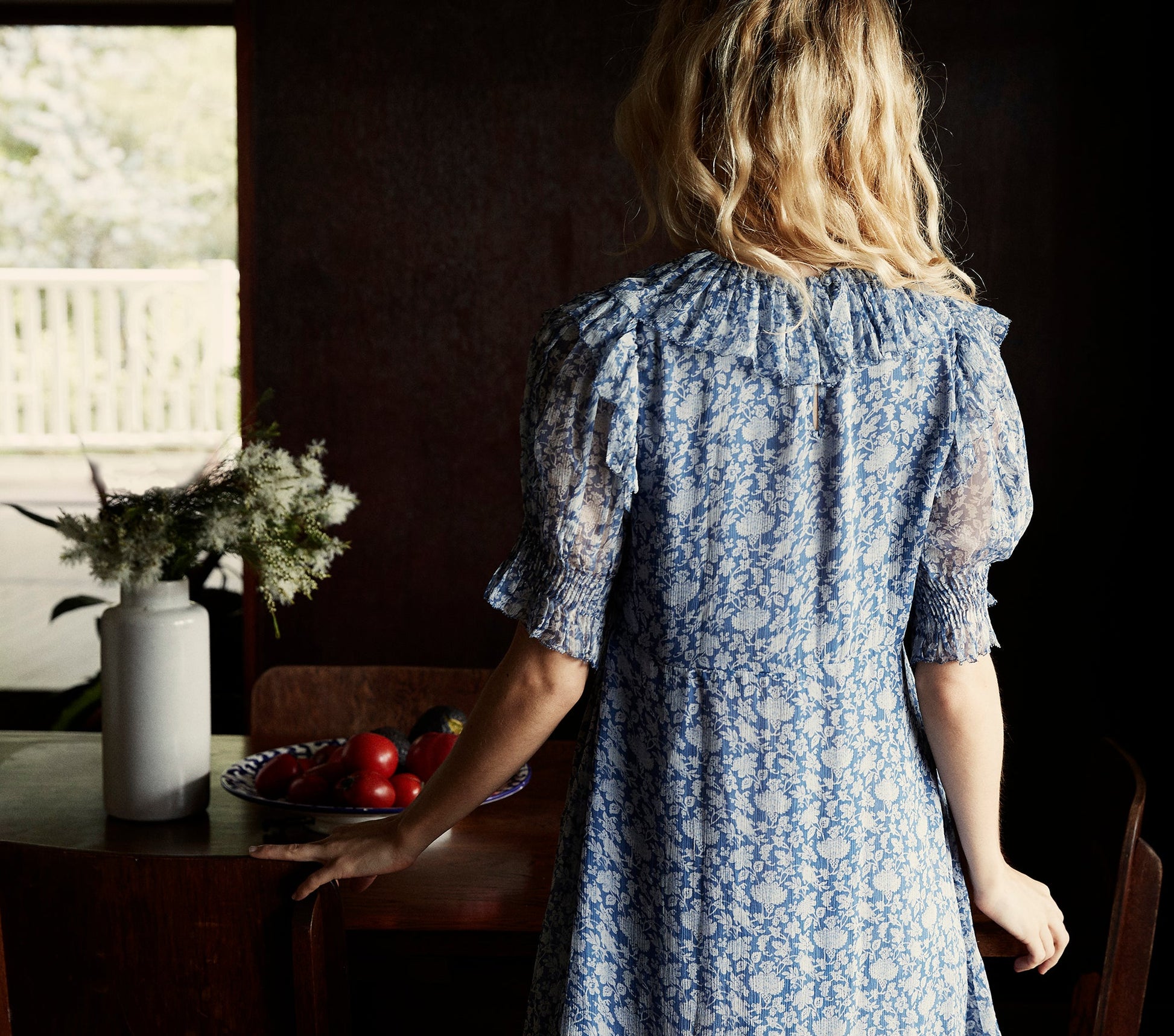 HMD -- BAUDOIN DRESS -- PORCELAIN BLUE TEA FLORAL view 5
