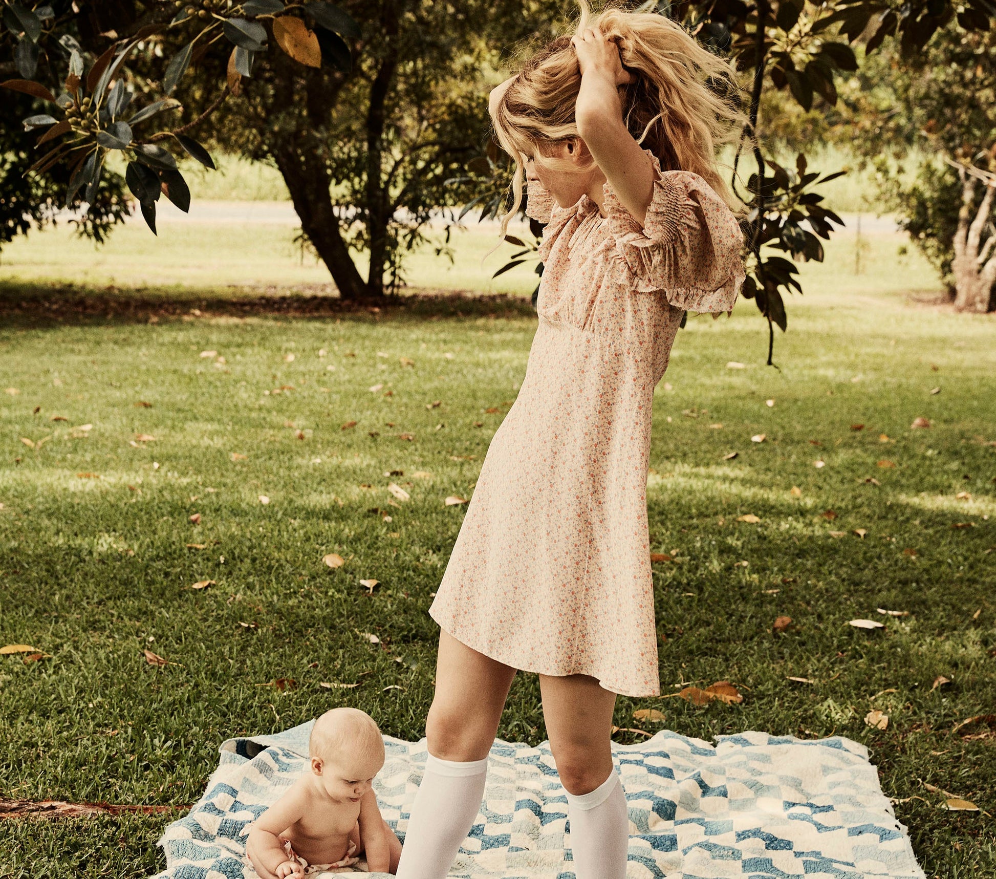 HMD -- BAUDOIN DRESS -- PEACH MARTHA'S GARDEN PRINT view 1
