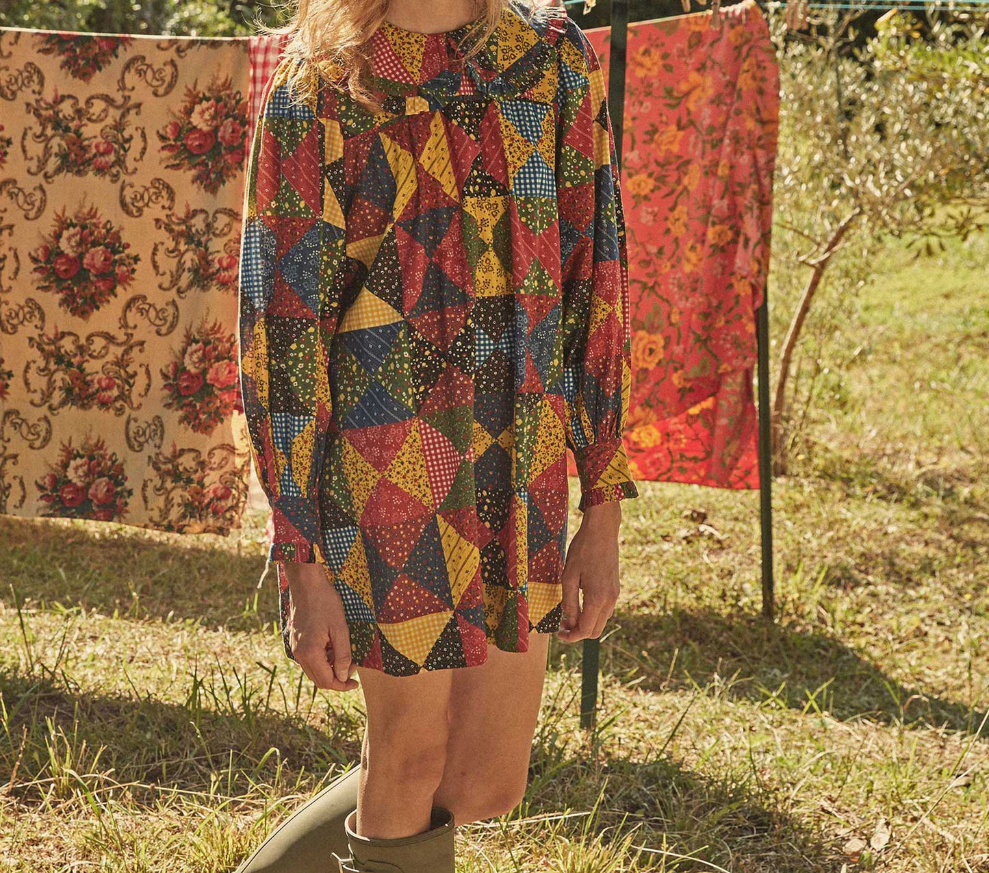 HMD -- ADALINA DRESS -- COUNTRYSIDE PATCHWORK PRINT
