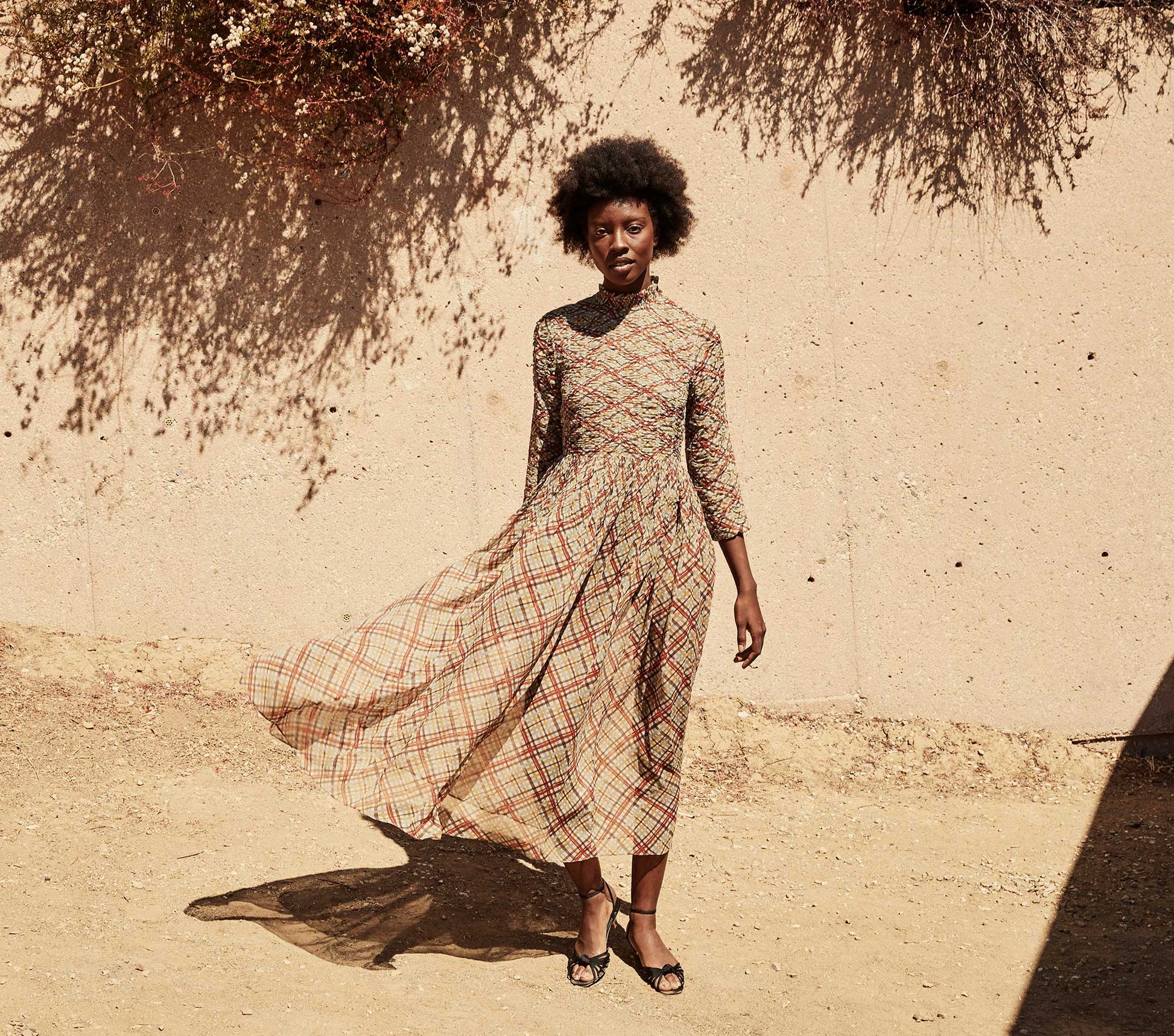 HMD -- ALLEGRA DRESS -- TOMATO EMMELINE PLAID view 3
