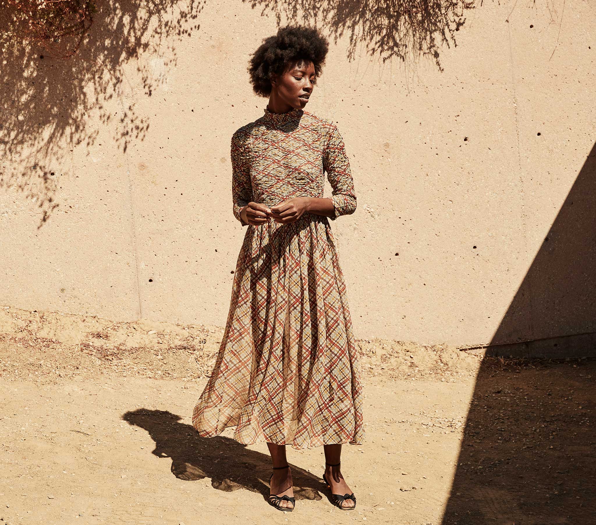 HMD -- ALLEGRA DRESS -- TOMATO EMMELINE PLAID