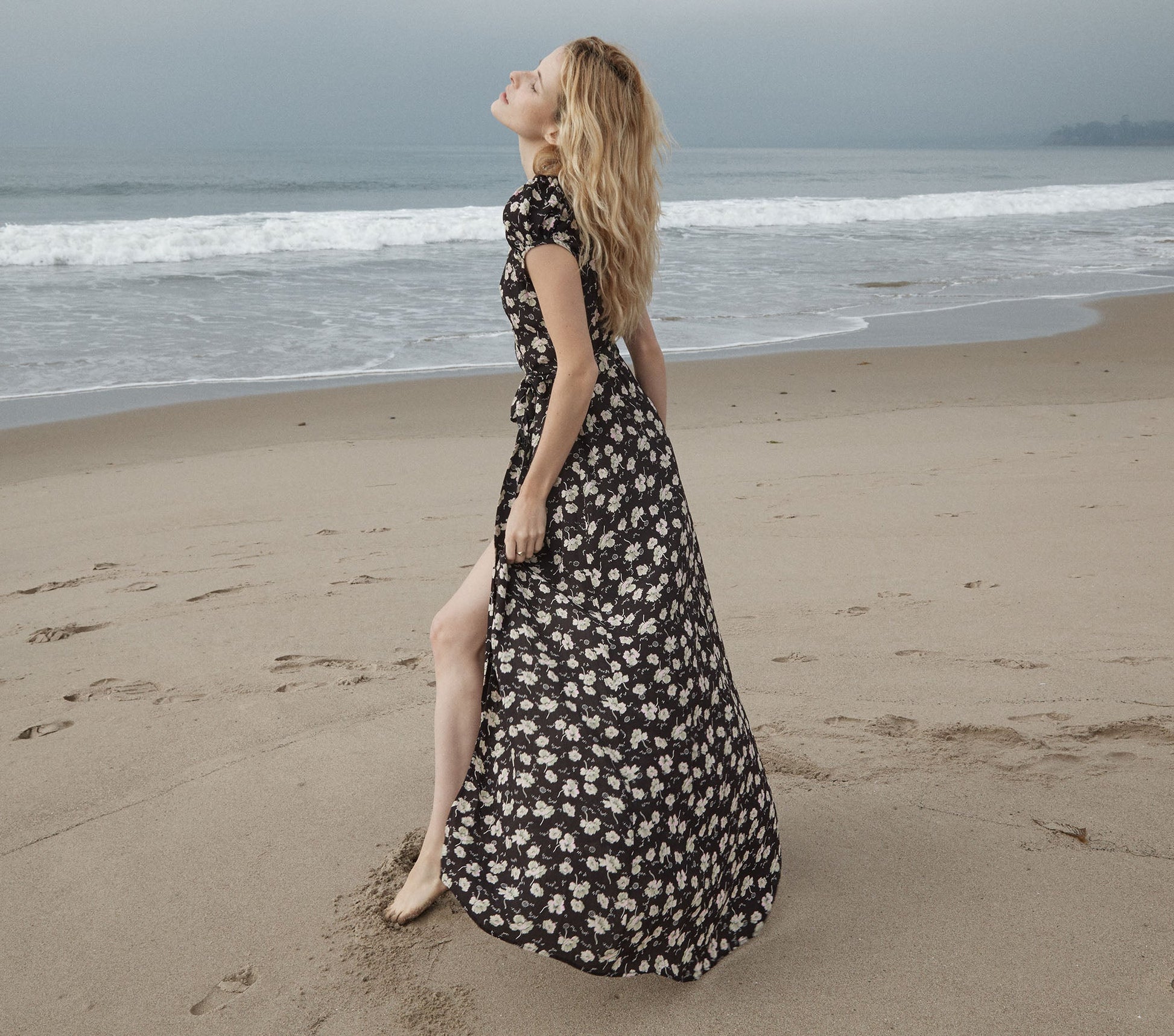 HMD -- AURORA DRESS -- BLACK ANEMONE FLORAL view 3
