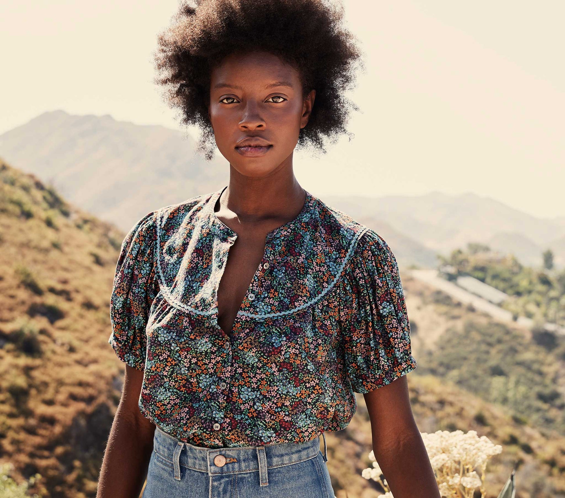 HMD -- BRENNA TOP -- NAVY LADY BIRD FLORAL view 1
