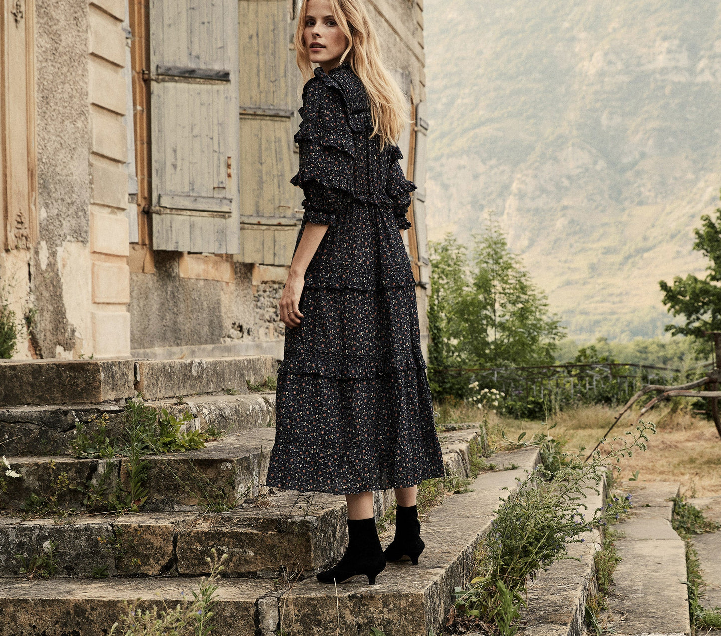 HMD -- CLAY DRESS -- BLACK MARFA PAISLEY