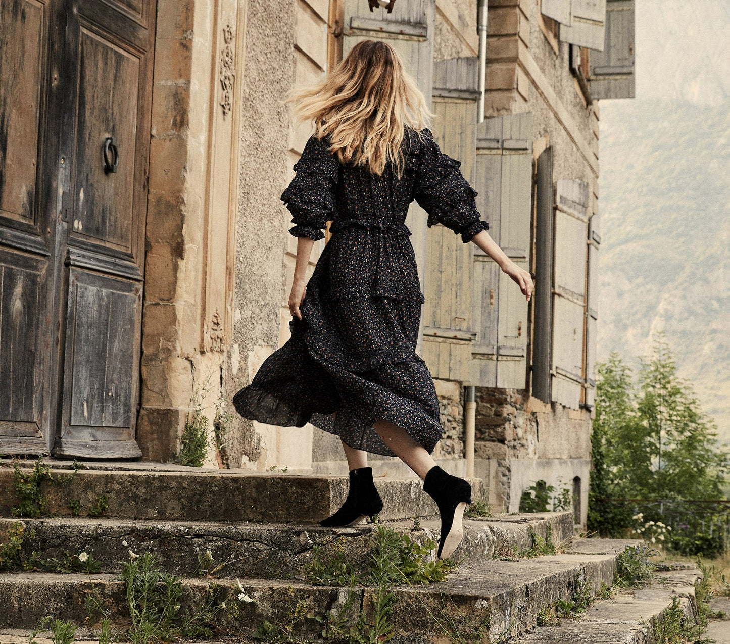 HMD -- CLAY DRESS -- BLACK MARFA PAISLEY