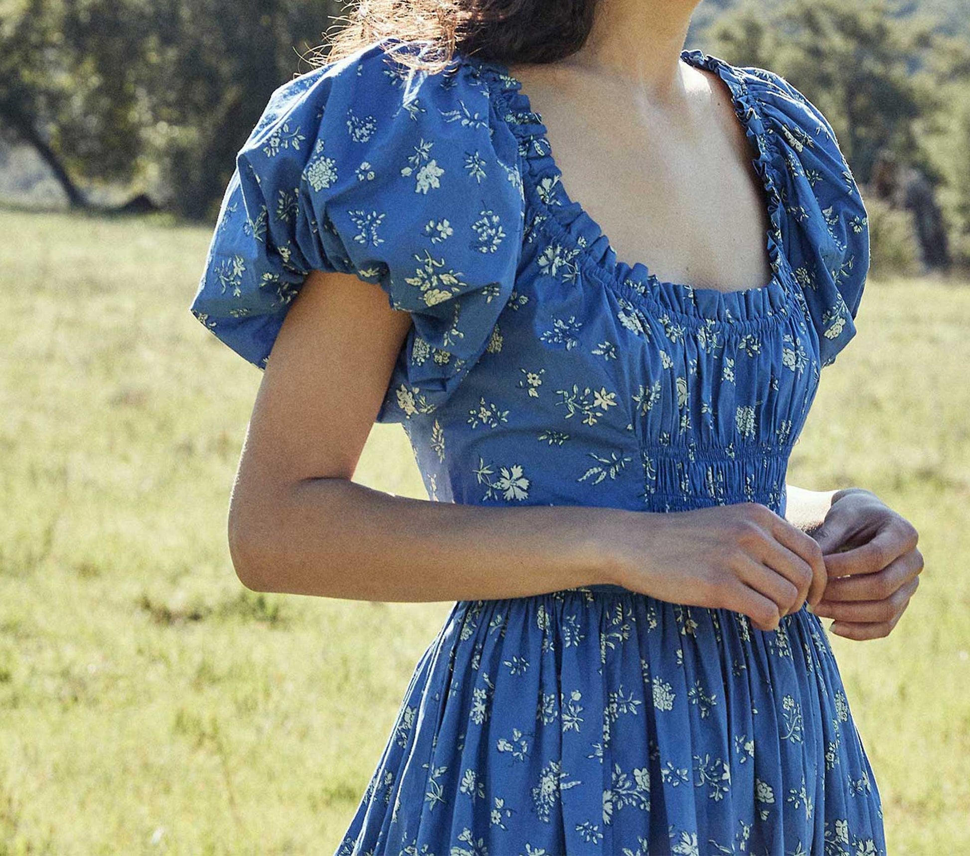 HMD -- DEIA DRESS -- BLUE BOUTON DE ROSE view 1
