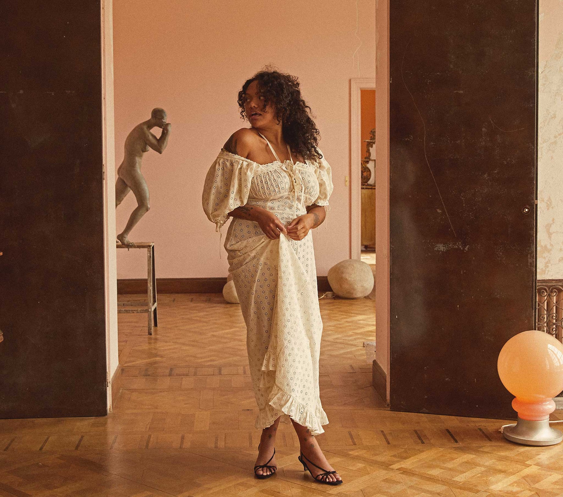 HMD -- LONDON DRESS -- NUTMILK view 2
