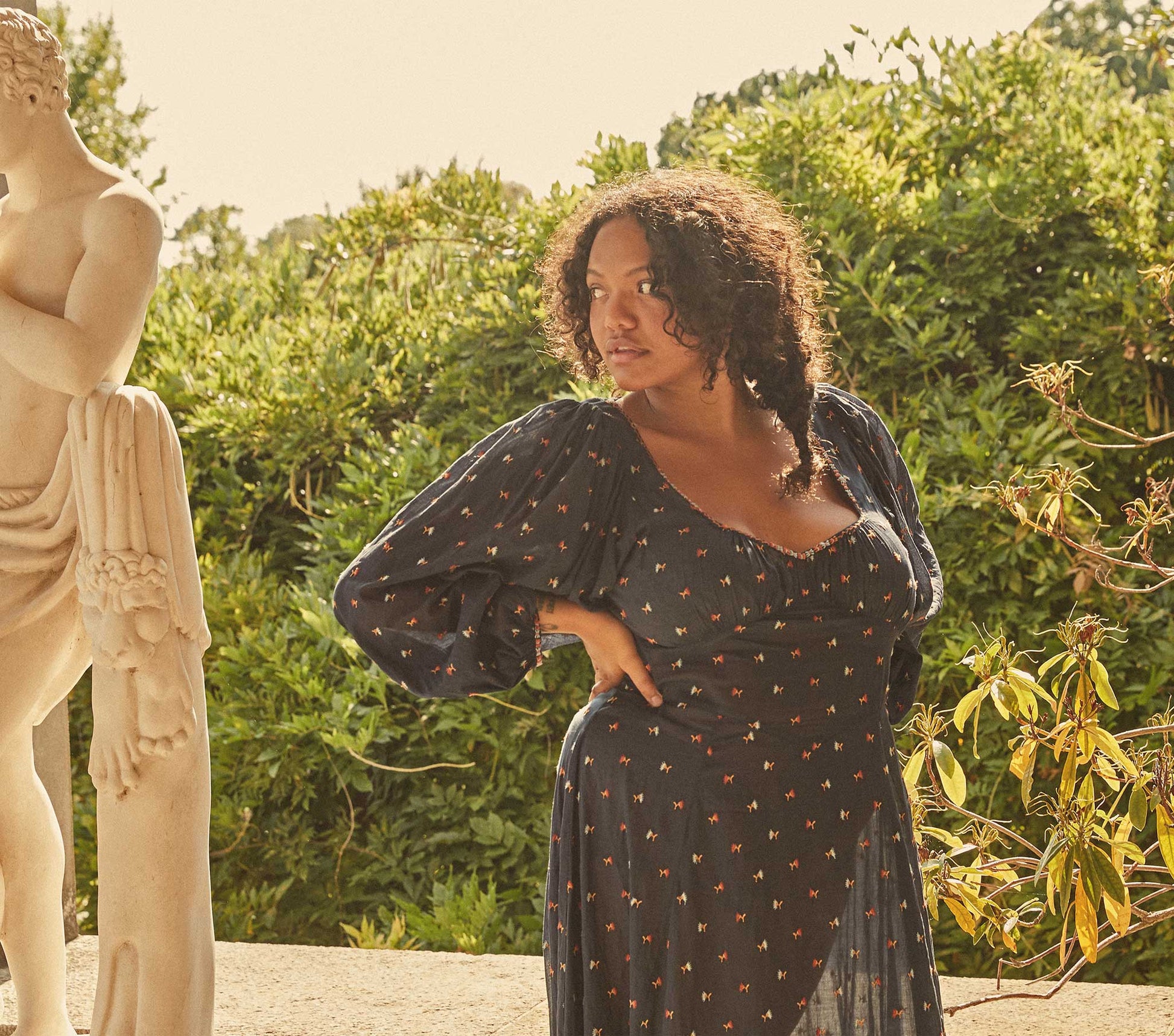 HMD -- CAROLINA DRESS -- NAVY CARNATION EMBROIDERY view 3
