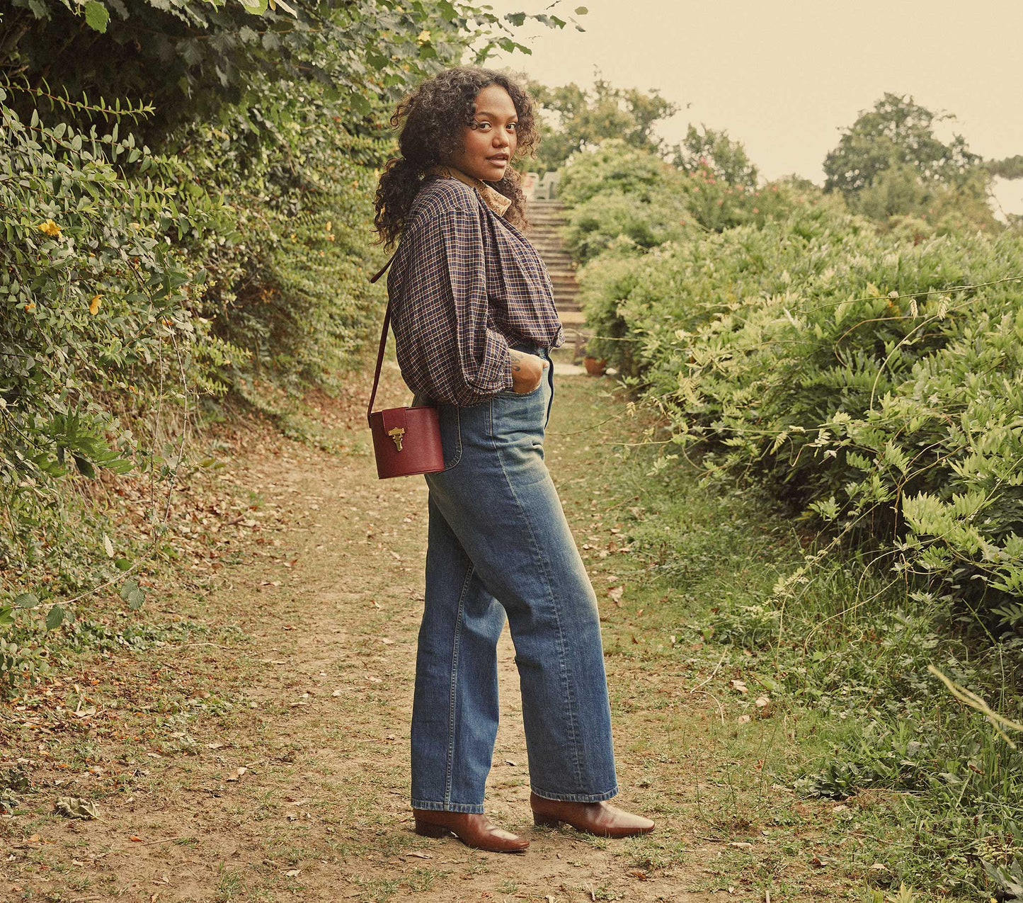 HMD -- THE JANE BLOUSE -- MIDNIGHT ST GERMAIN PLAID